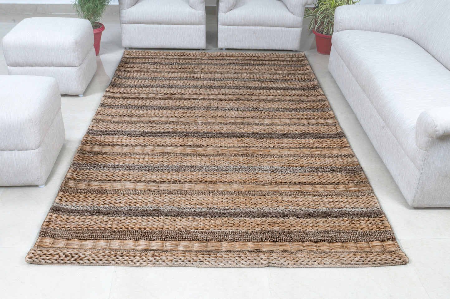 Chameleon Stripes Handwoven Jute Accent Rug – Ambient Hues