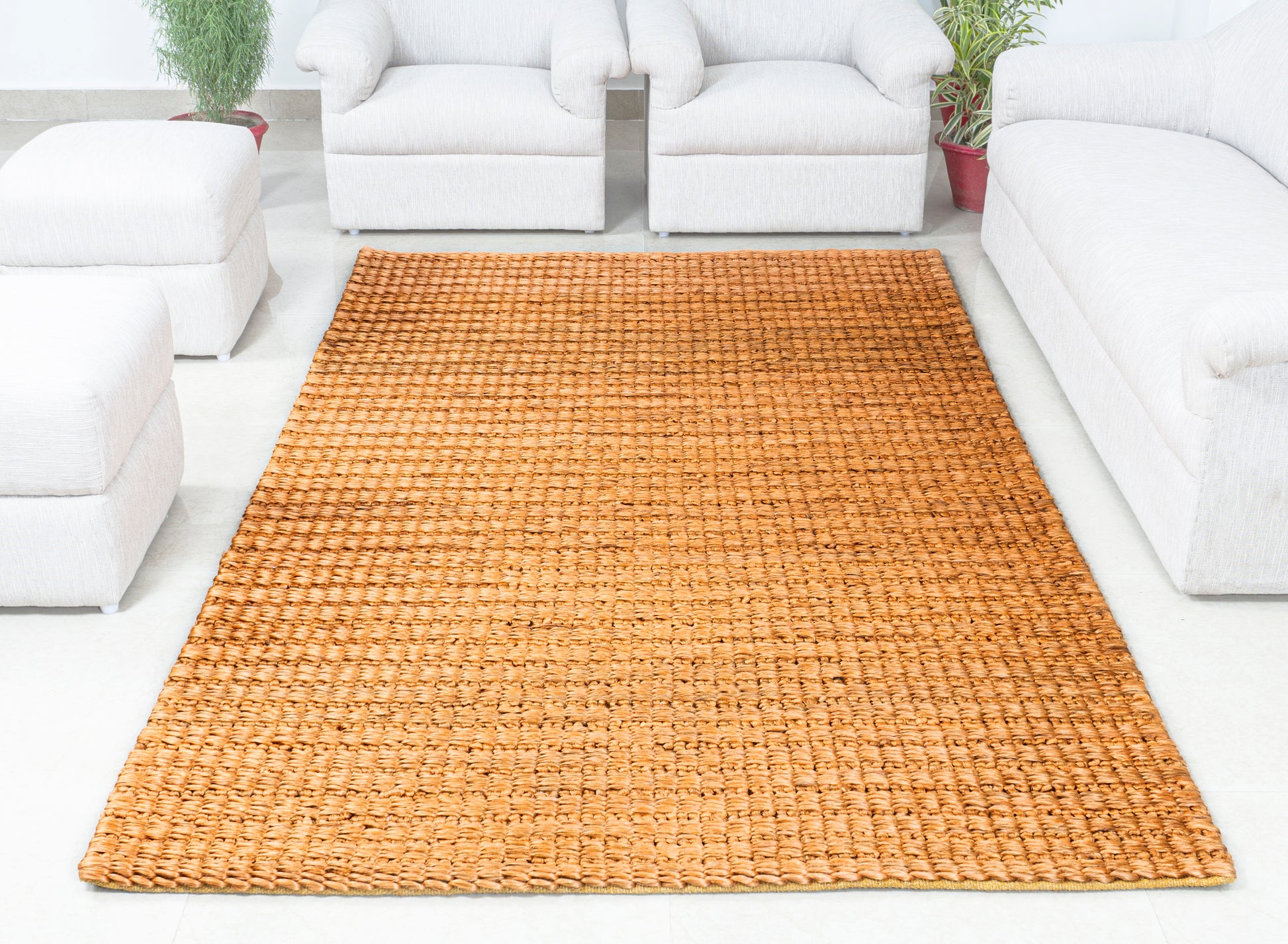 Amber Weave Handwoven Jute Accent Rug – Compact Elegance 