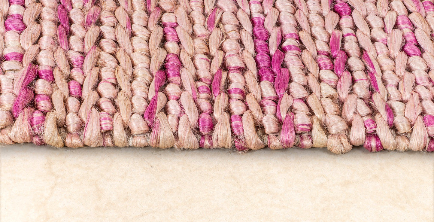 Rosy Weave Handwoven Jute Accent Rug – Petite Blush Harmony