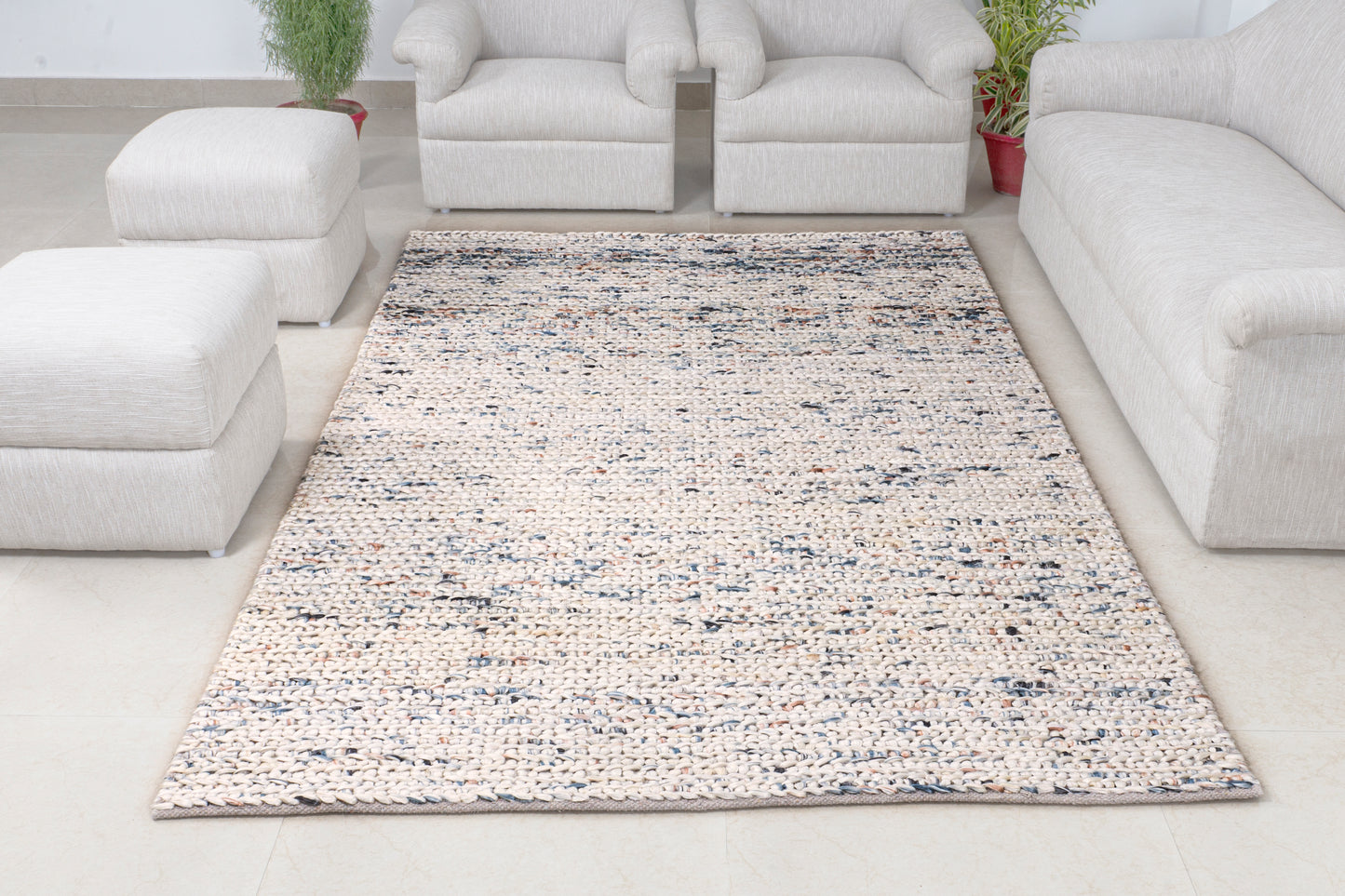 Speckled Haven Handwoven Jute Accent Rug – Miniature Natural Mosaic