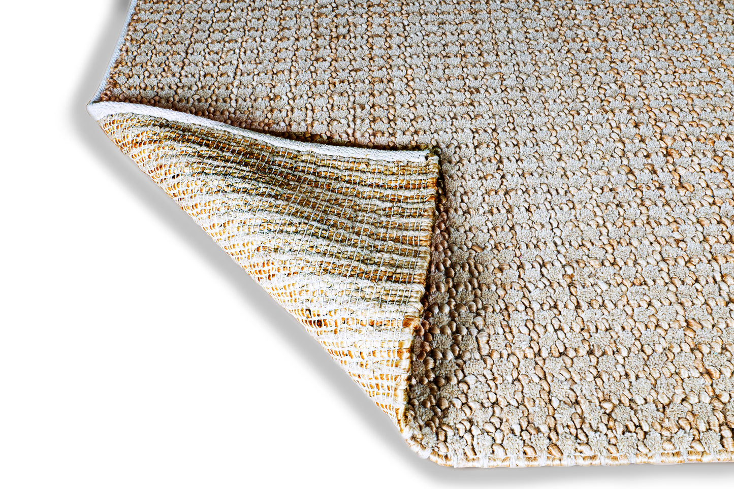 Serene Fusion Handwoven Jute & Wool Accent Rug – Petite Textural Harmony 