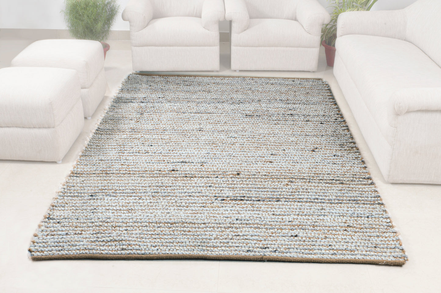 Artisanal Shoreline Striped Handwoven Jute & Wool Accent Rug – Serene Shores