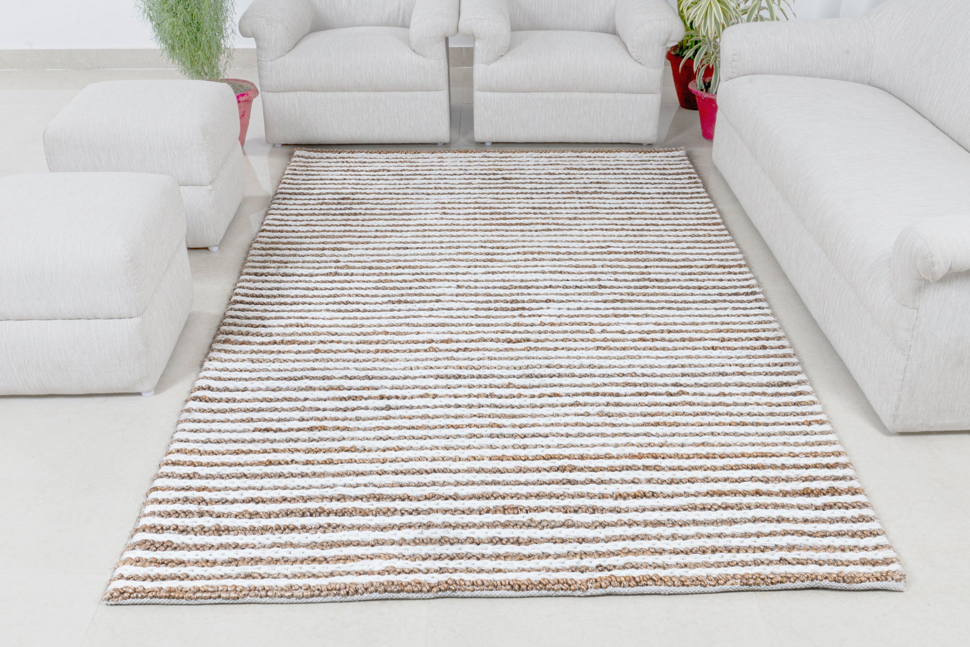 Coastal Harmony Striped Handwoven Wool & Jute Accent Rug