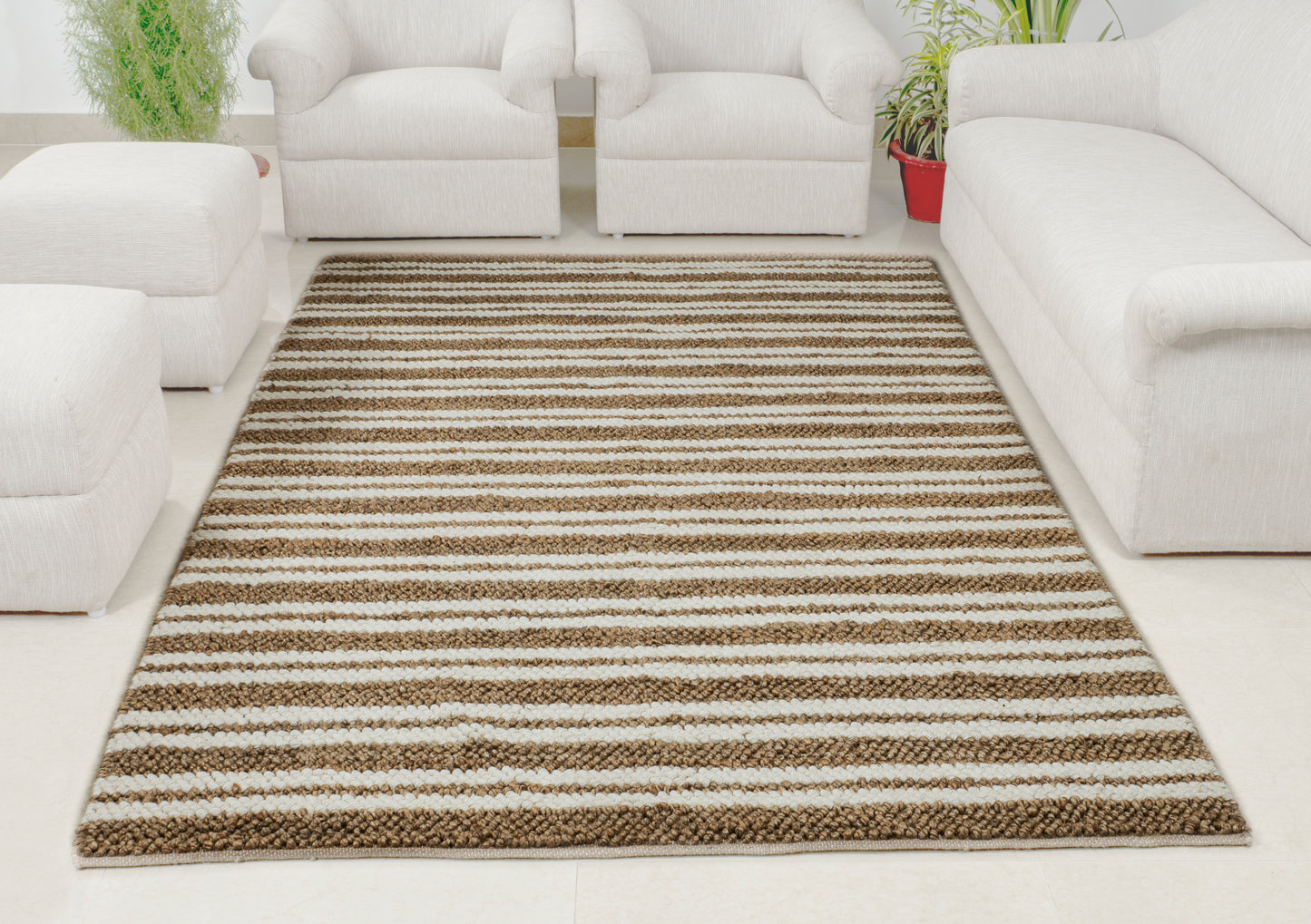 Nautical Harmony Handwoven Jute & Wool Accent Rug