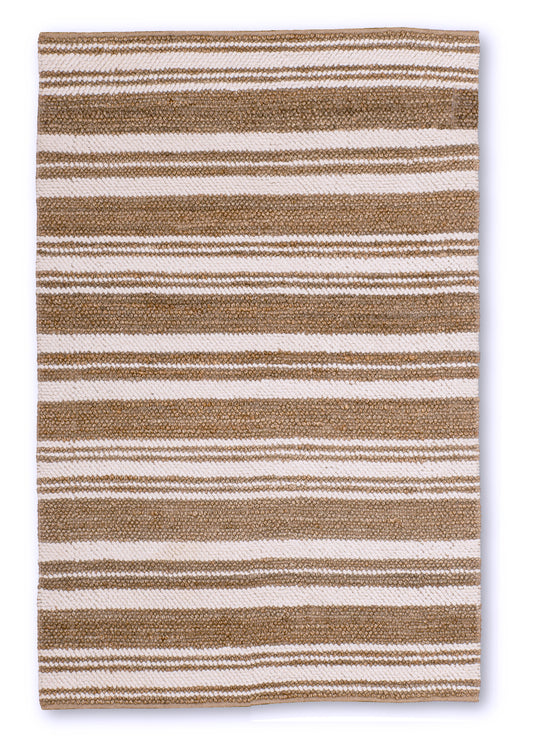 Seaside Serenity Striped Handwoven Jute & Wool Accent Rug 