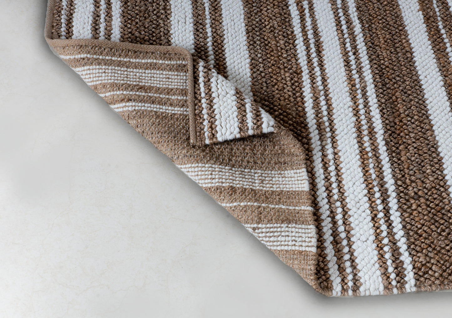 Seaside Serenity Striped Handwoven Jute & Wool Accent Rug 