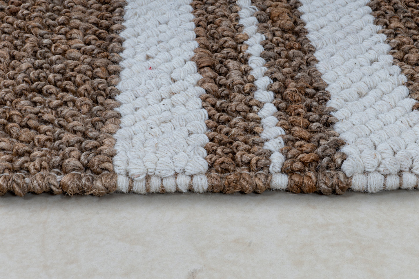 Seaside Serenity Striped Handwoven Jute & Wool Accent Rug 