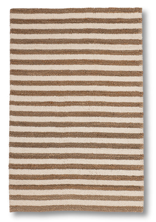 Café Au Lait Striped Handwoven Jute & Wool Accent Rug