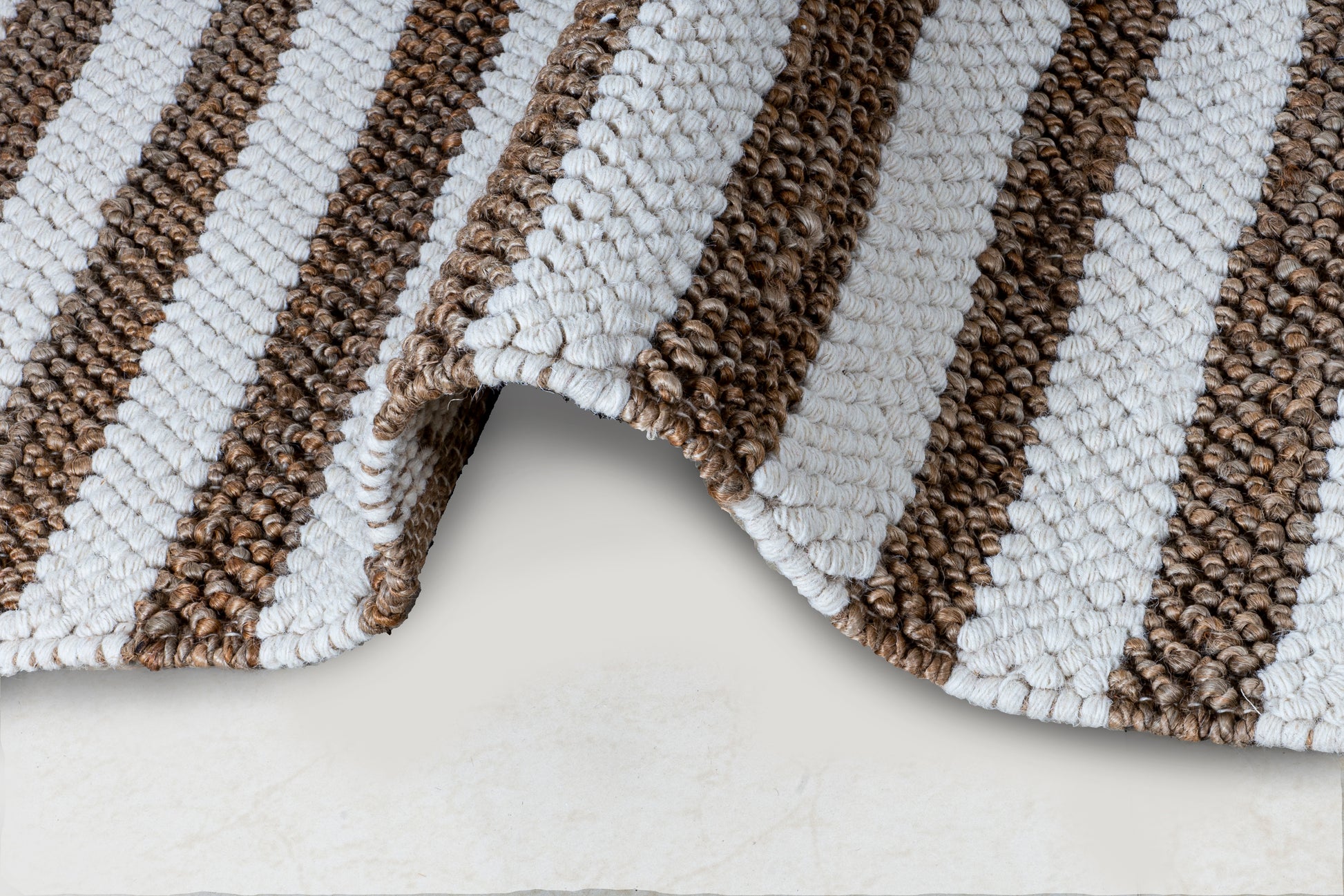 Café Au Lait Striped Handwoven Jute & Wool Accent Rug