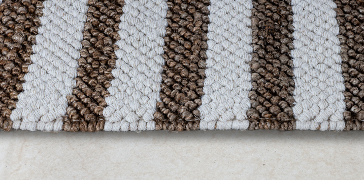 Café Au Lait Striped Handwoven Jute & Wool Accent Rug