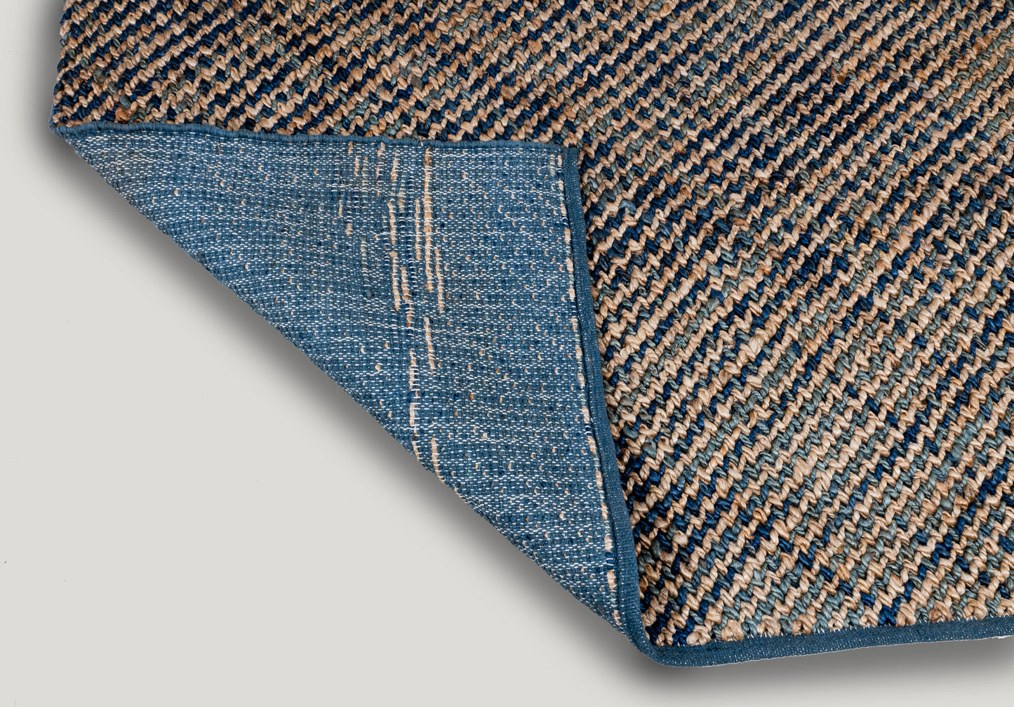 Sapphire Cascade Handwoven Jute & Wool Accent Rug