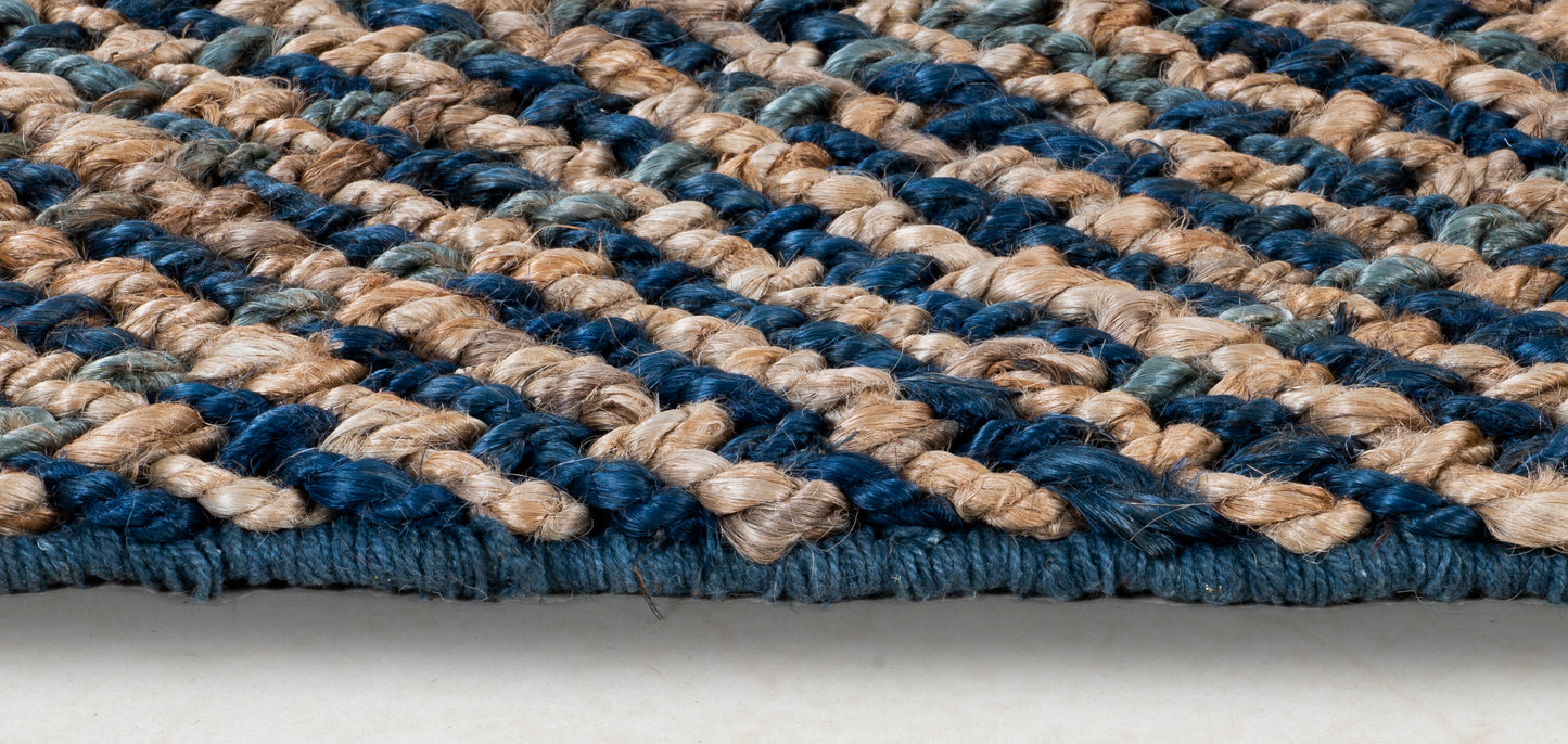 Sapphire Cascade Handwoven Jute & Wool Accent Rug