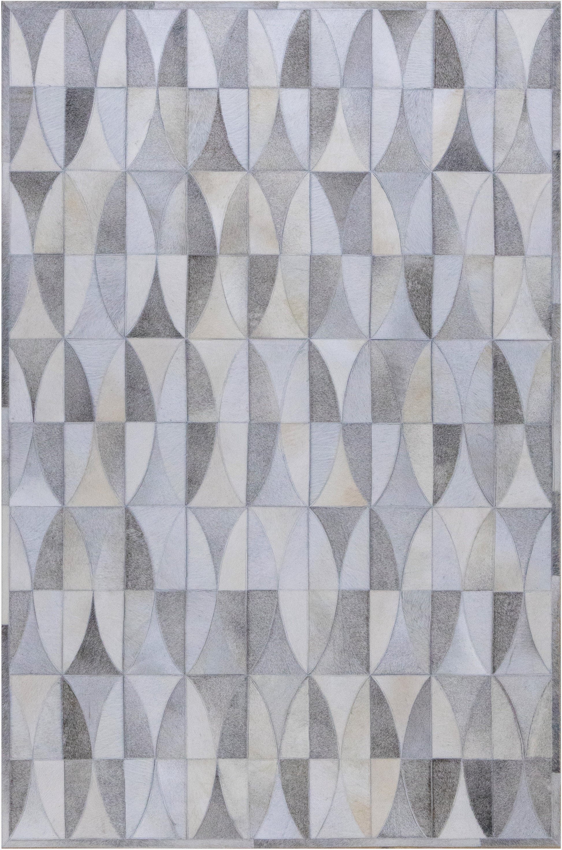 Handmade Beige and Grey Waverly Patterned Leather Area Rug