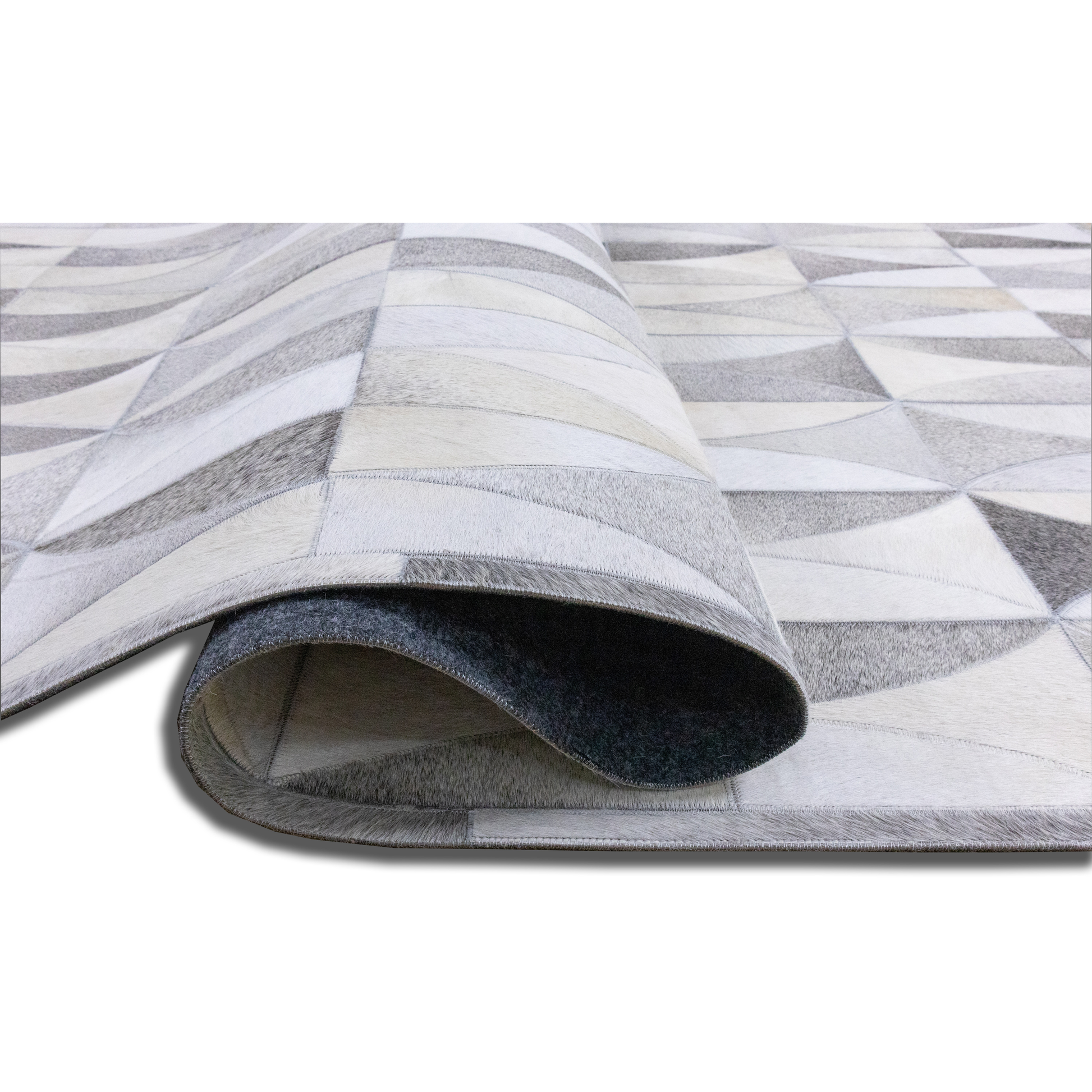 Handmade Beige and Grey Waverly Patterned Leather Area Rug