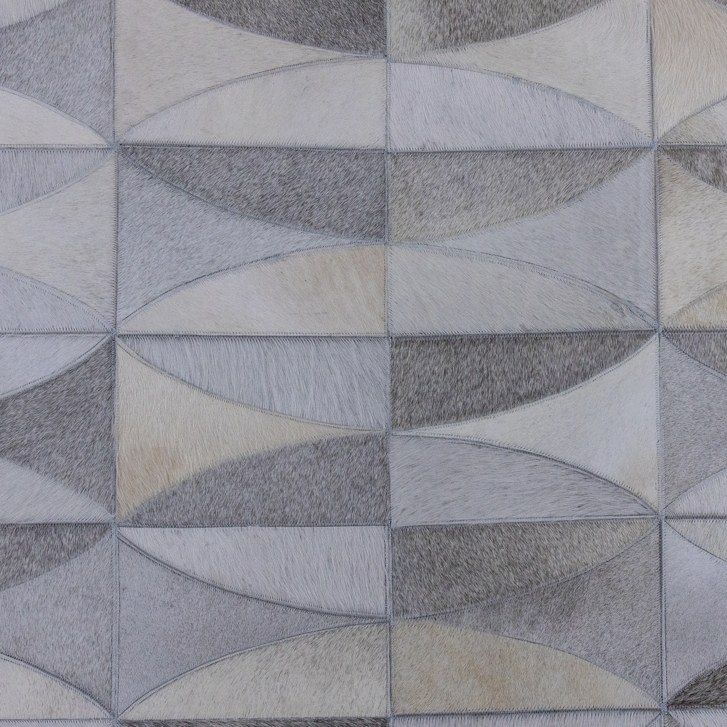 Handmade Beige and Grey Waverly Patterned Leather Area Rug