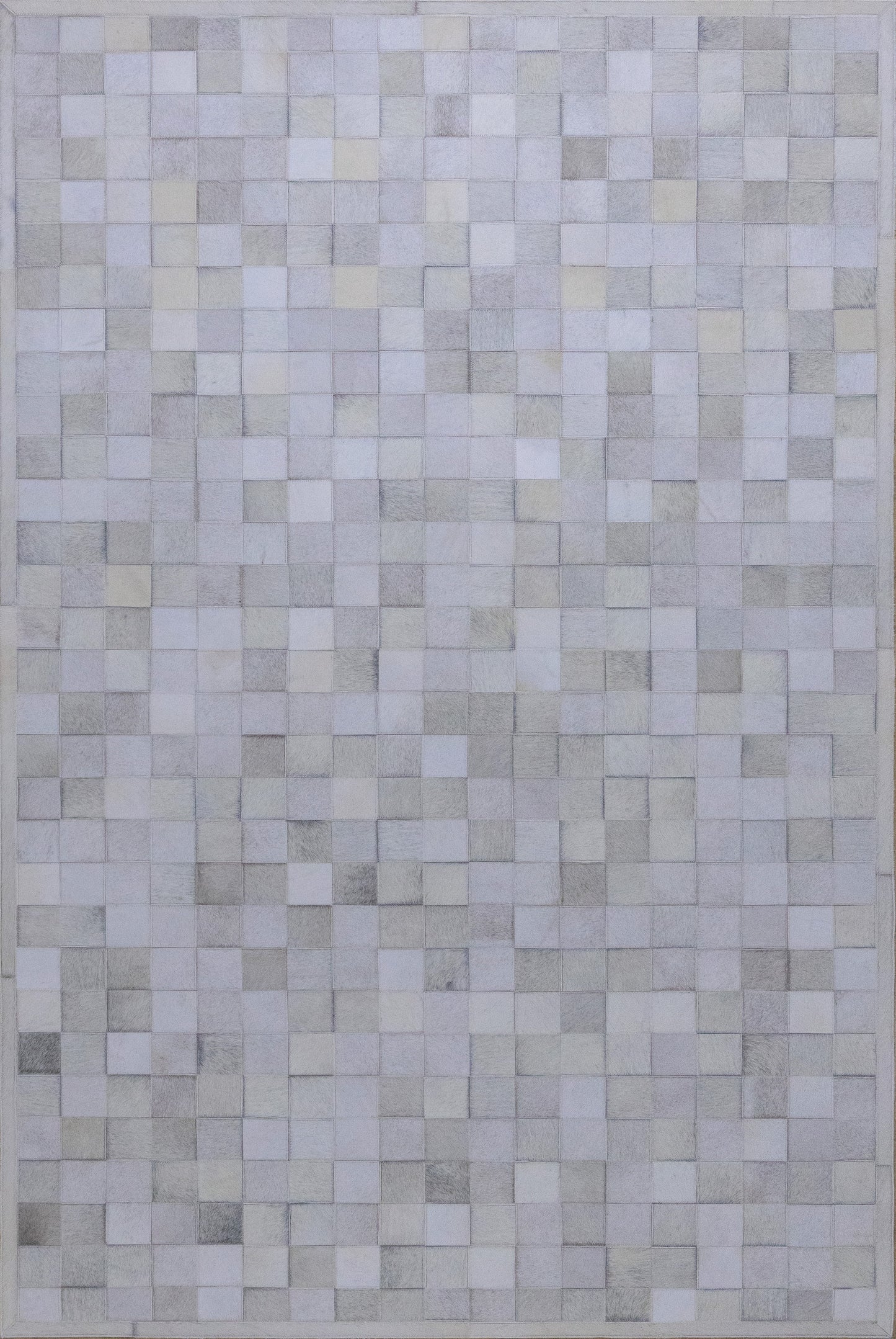 Handmade Ivory Patchwork Leather Area Rug