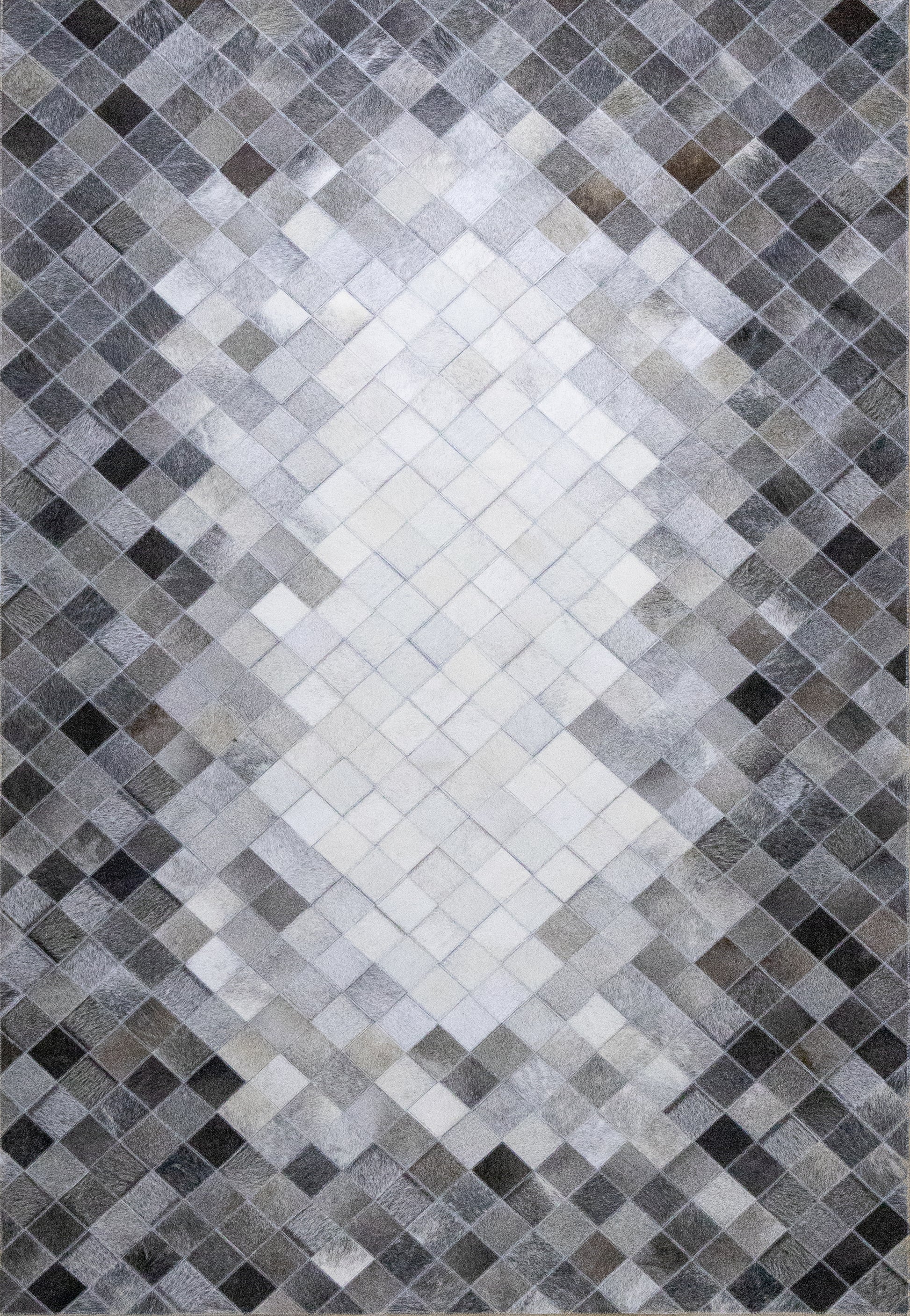 Handmade Grey Multi Shade Patchwork Leather Area Rug