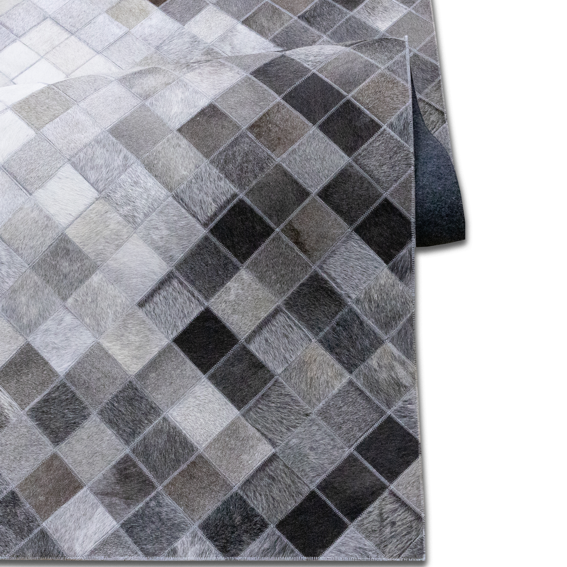 Handmade Grey Multi Shade Patchwork Leather Area Rug