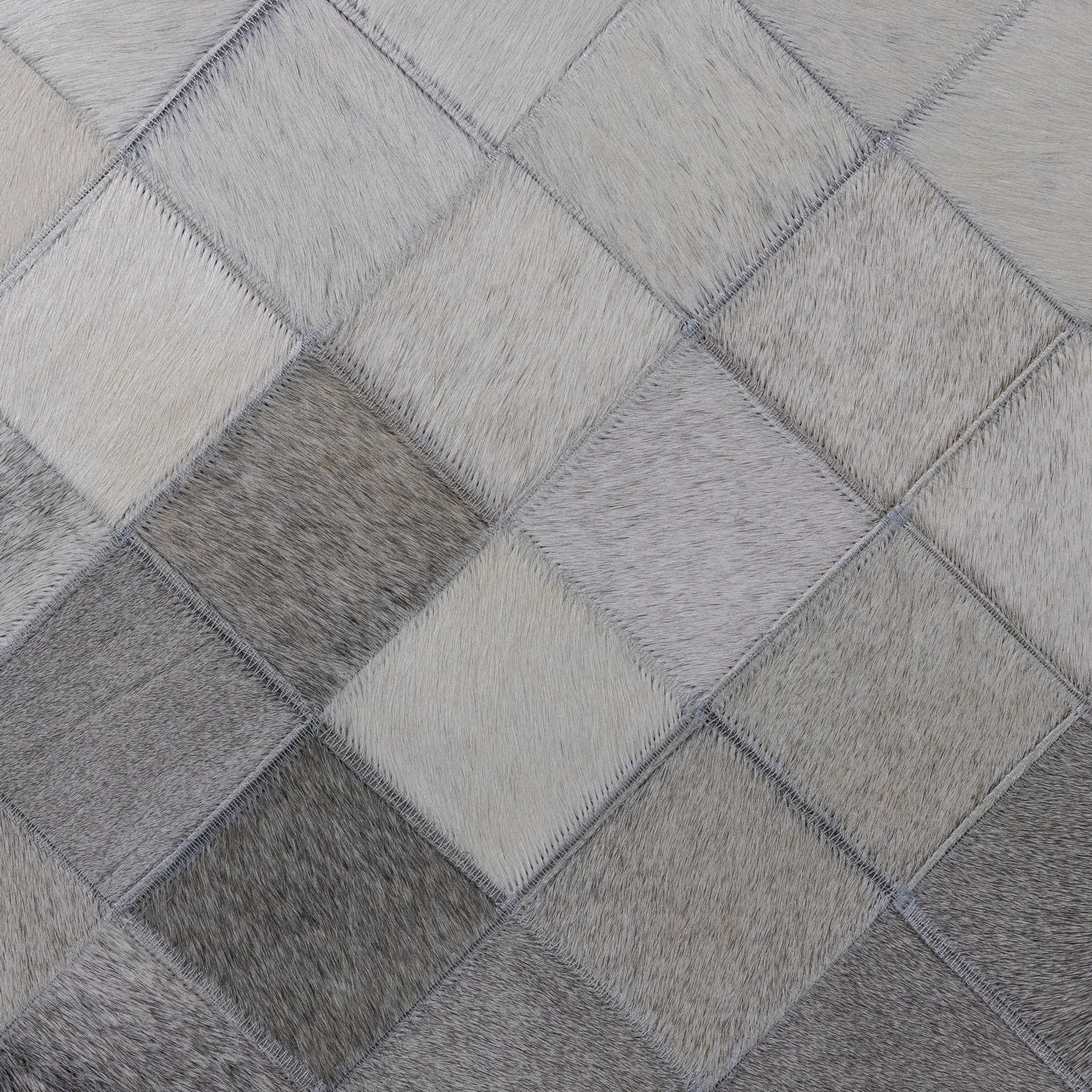 Handmade Grey Multi Shade Patchwork Leather Area Rug