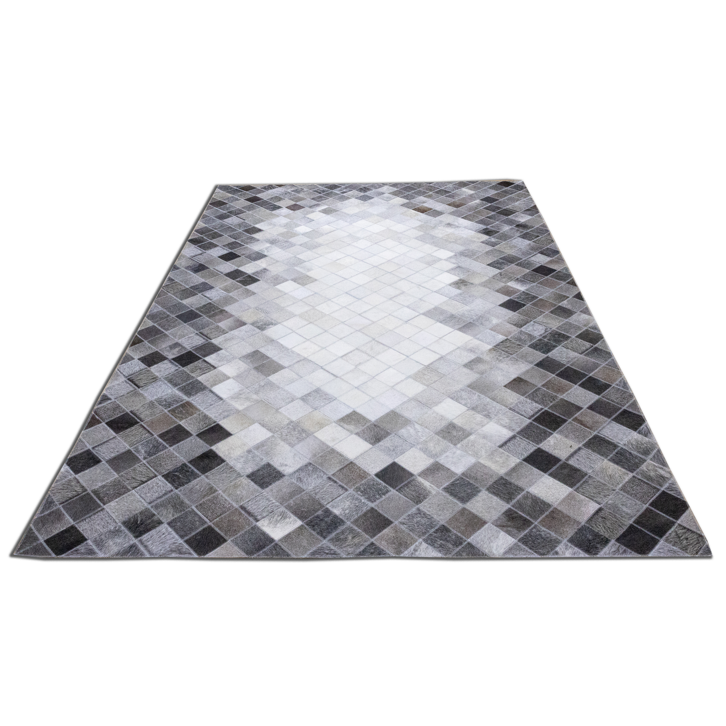 Handmade Grey Multi Shade Patchwork Leather Area Rug