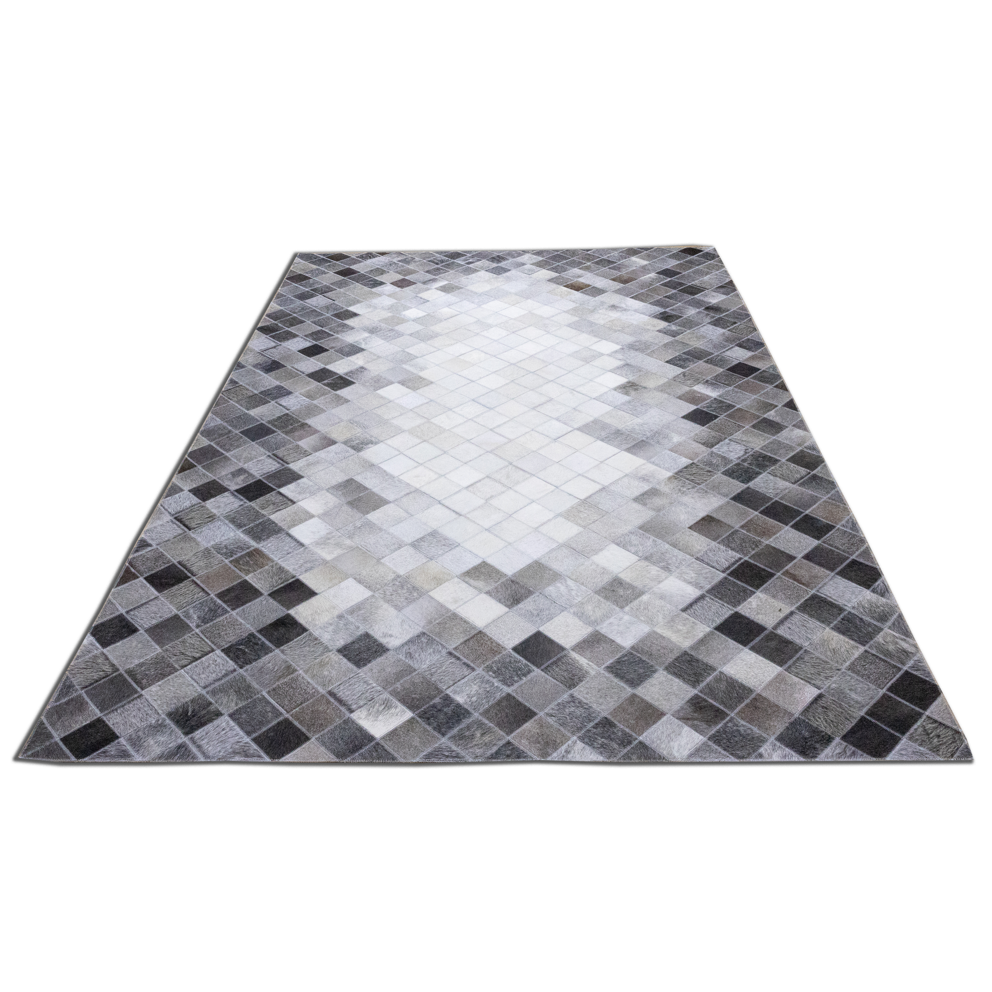 Handmade Grey Multi Shade Patchwork Leather Area Rug