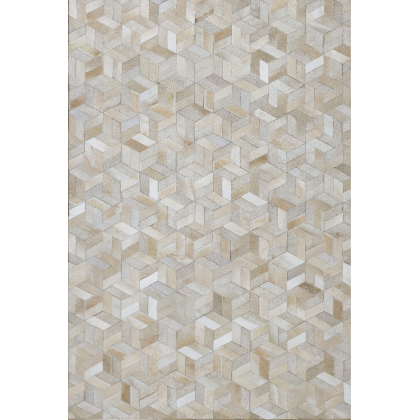 Hand-Stitched Geometric Leather Area Rug 