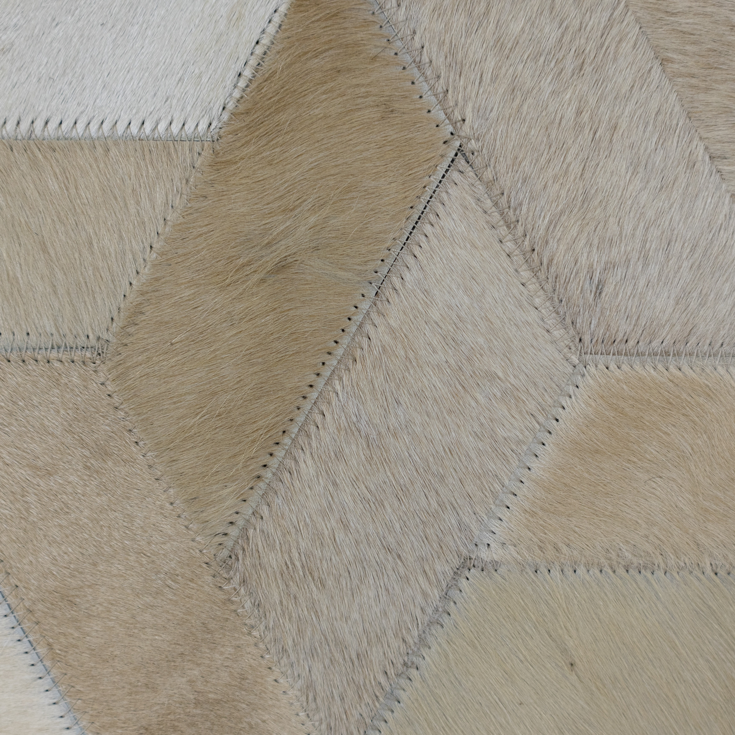 Hand-Stitched Geometric Leather Area Rug 