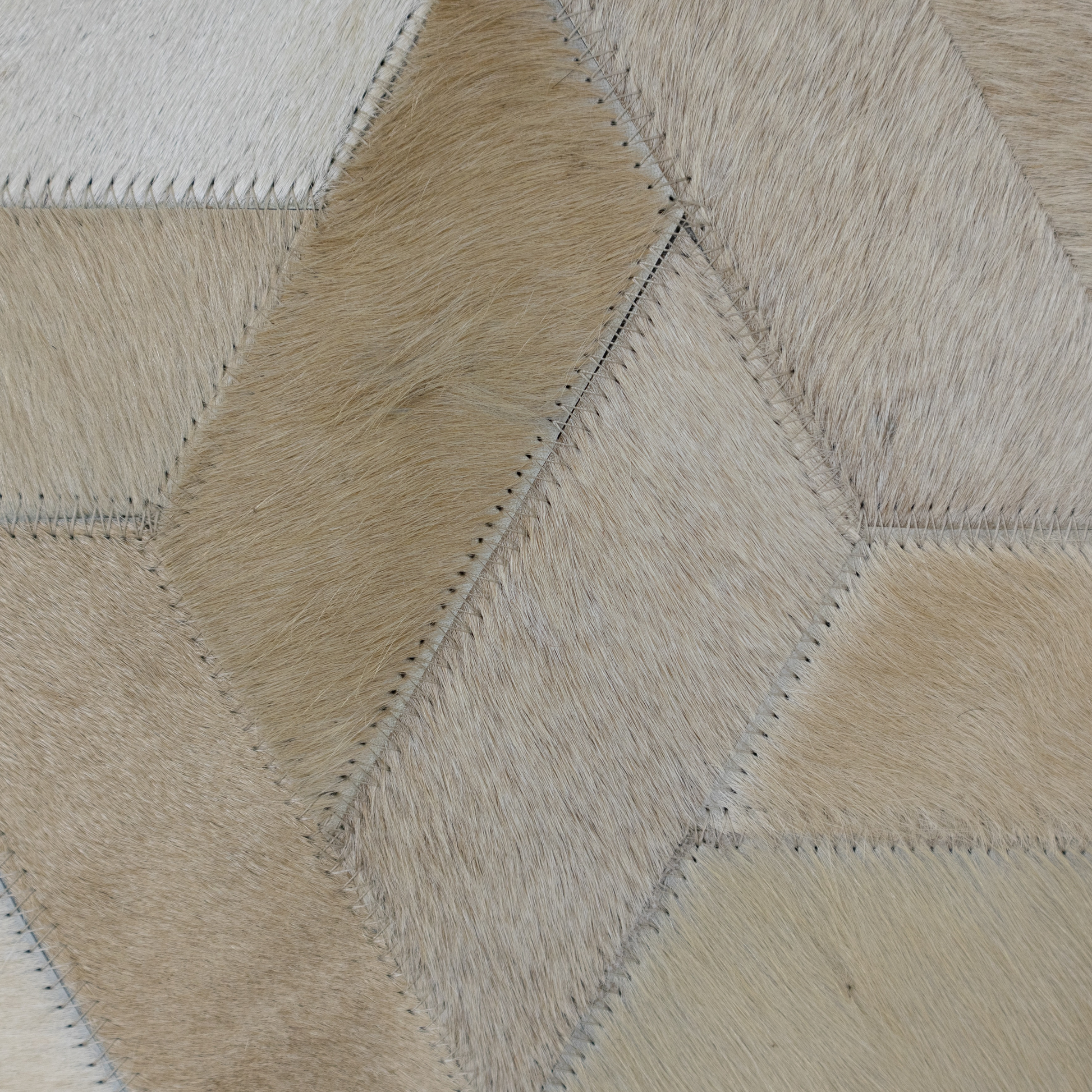 Hand-Stitched Geometric Leather Area Rug 