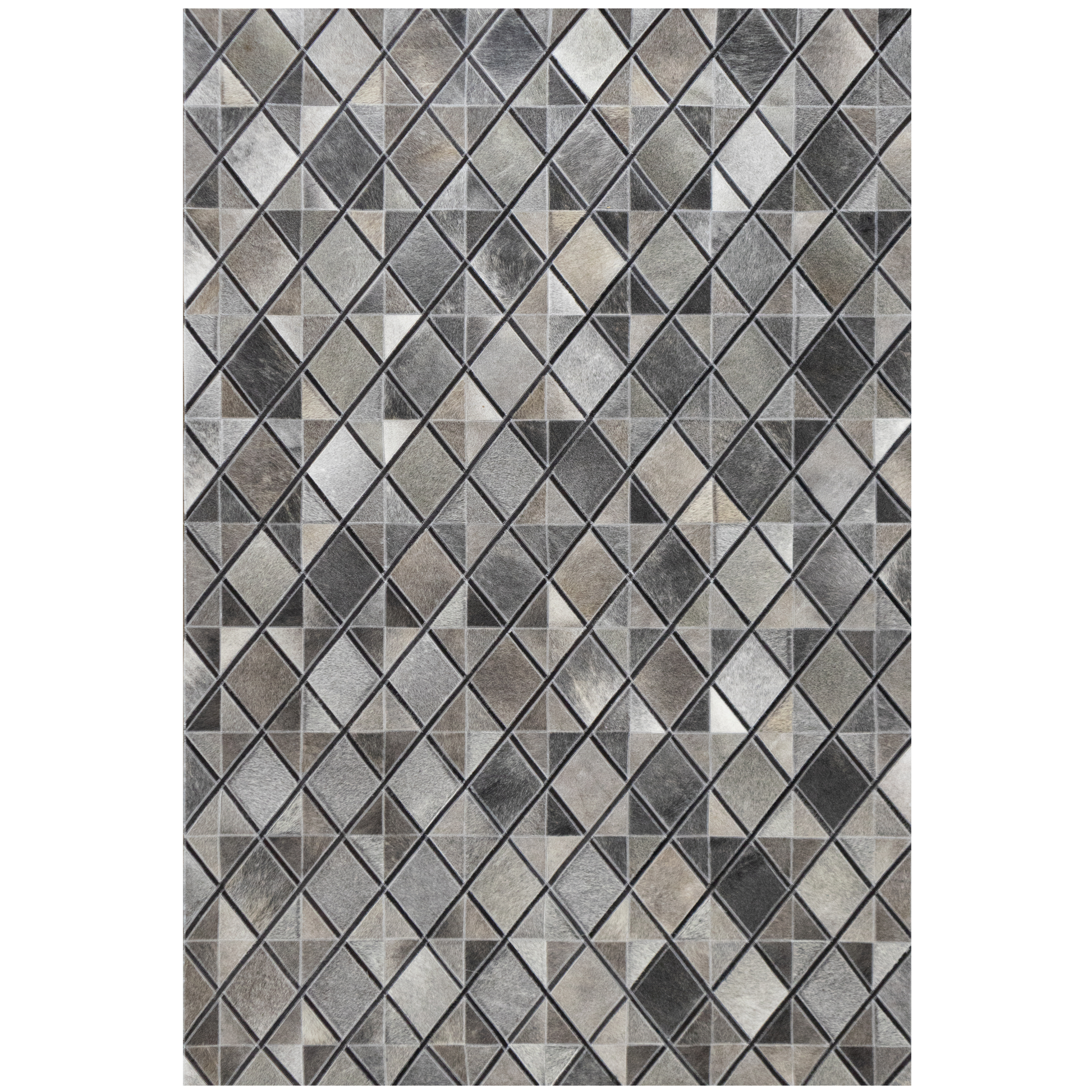 Handmade Grey Diamond Geometric Leather Area Rug