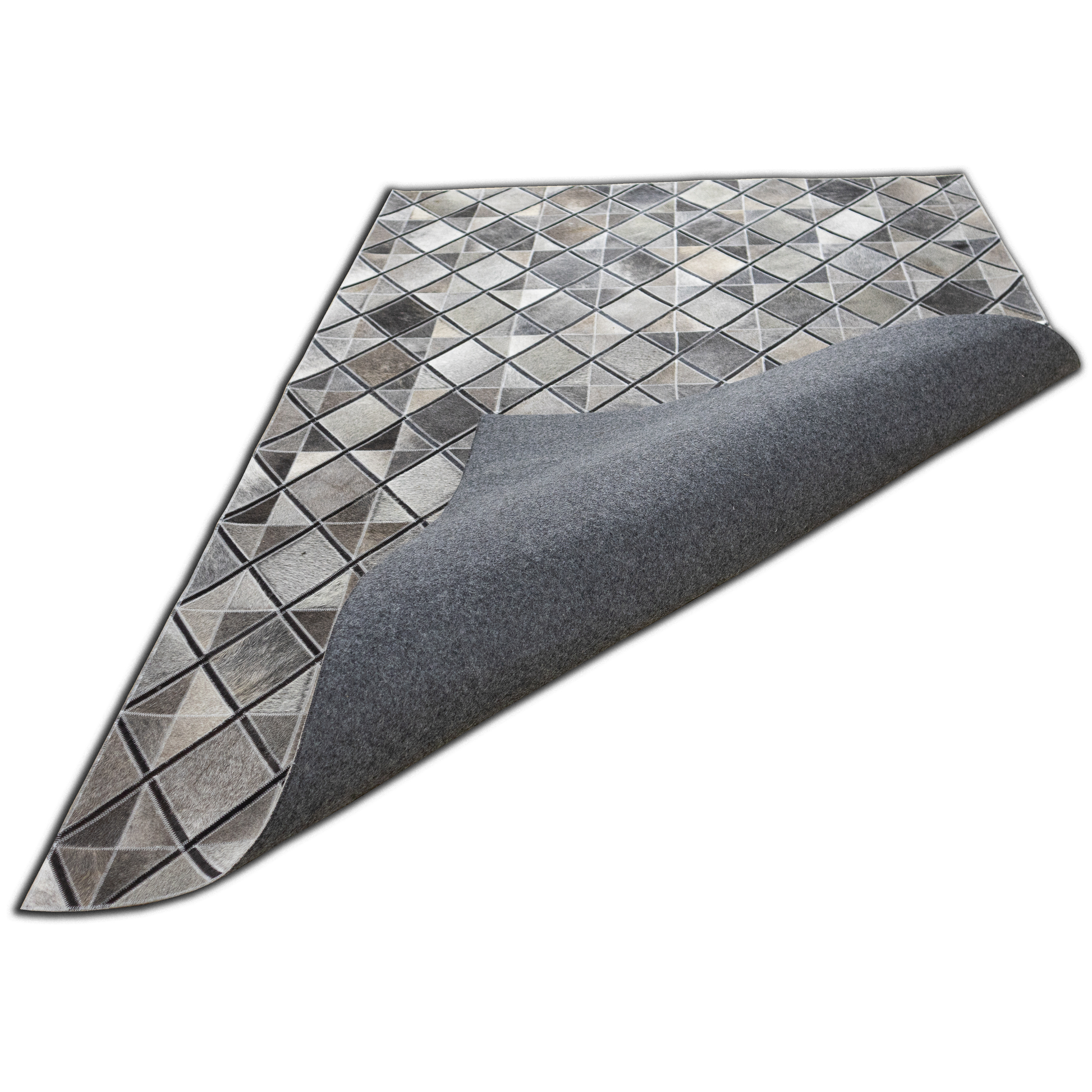 Handmade Grey Diamond Geometric Leather Area Rug