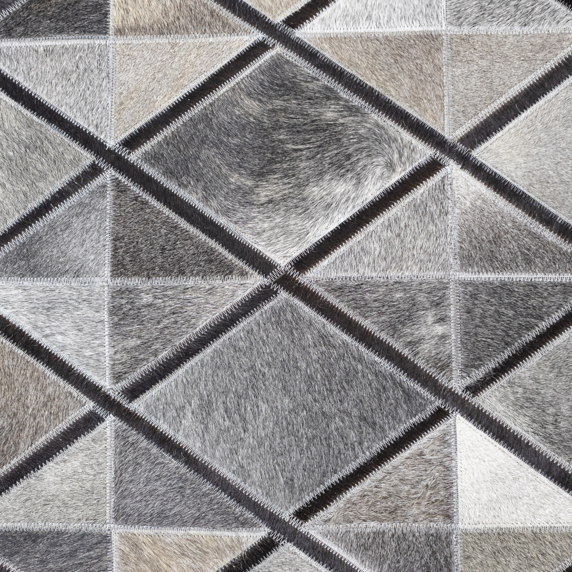 Handmade Grey Diamond Geometric Leather Area Rug