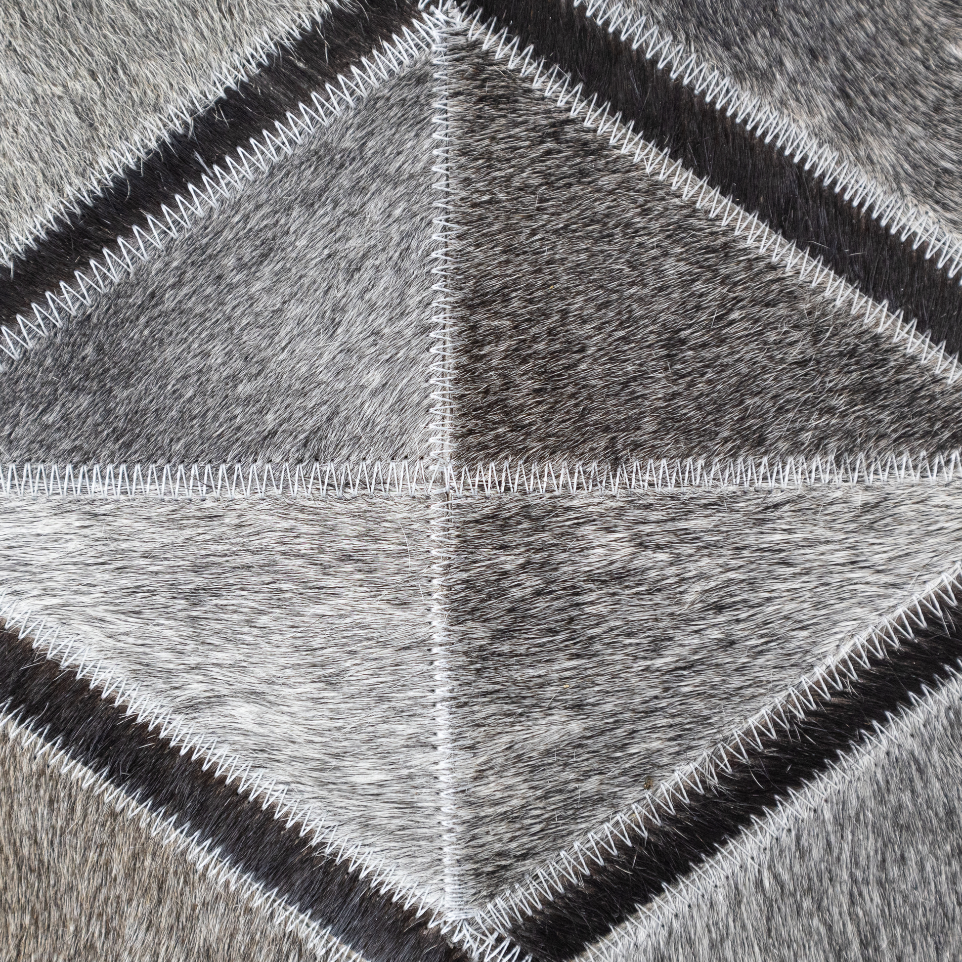 Handmade Grey Diamond Geometric Leather Area Rug