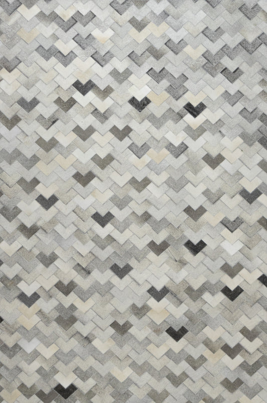 Handmade 50 Shade of Grey Geometric Leather Area Rug