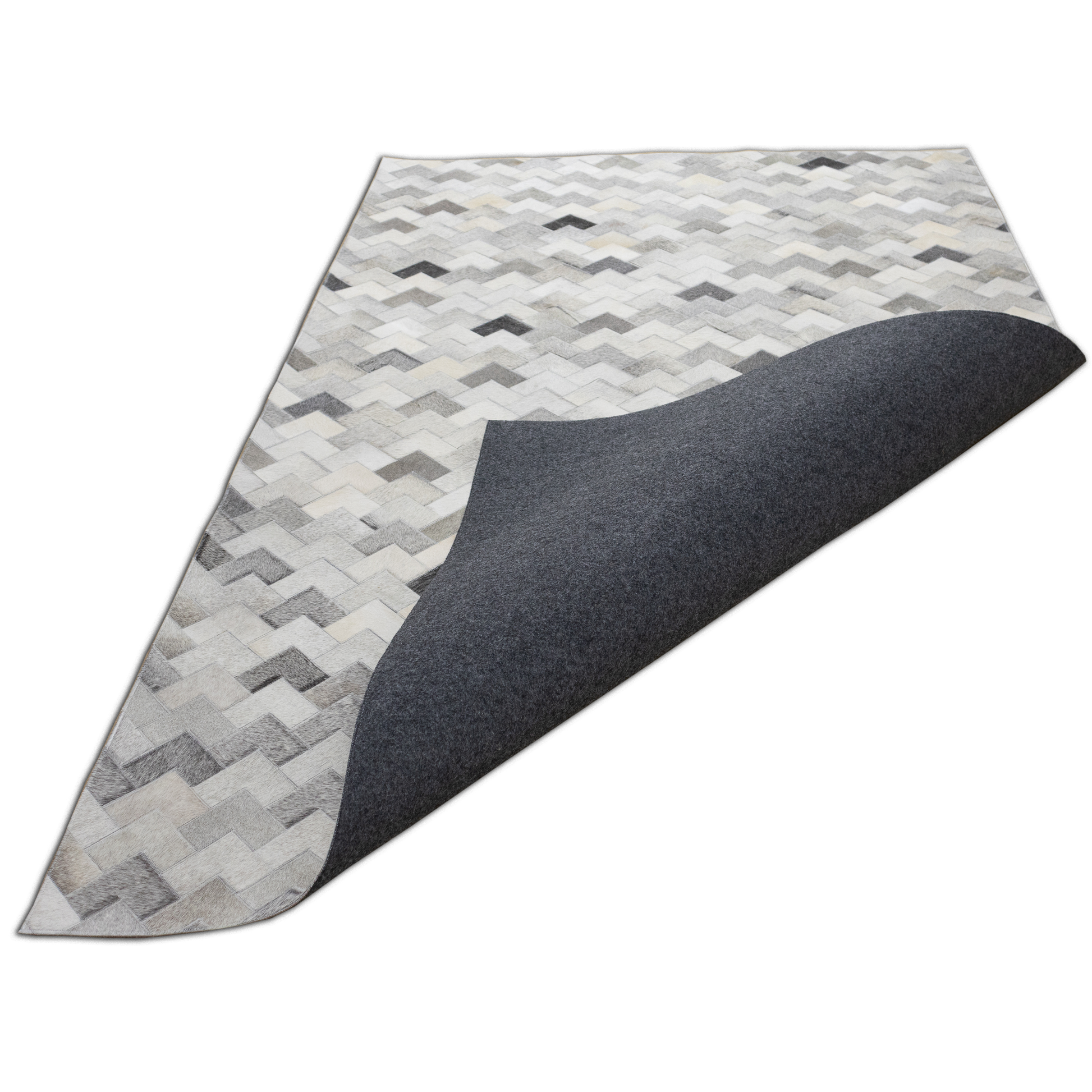 Handmade 50 Shade of Grey Geometric Leather Area Rug