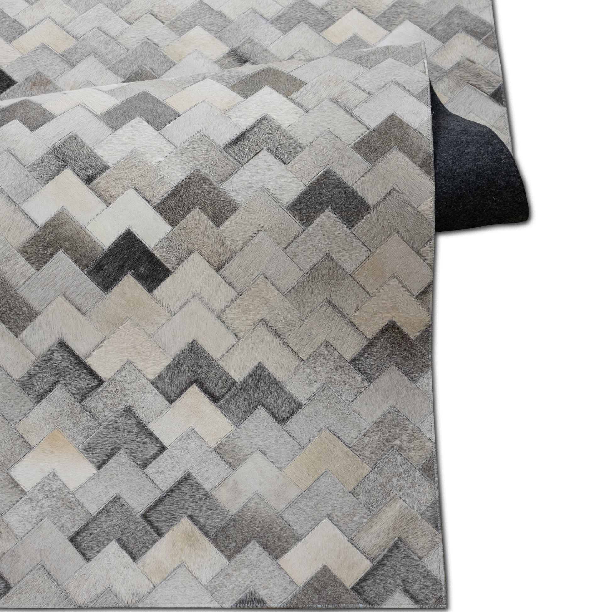 Handmade 50 Shade of Grey Geometric Leather Area Rug