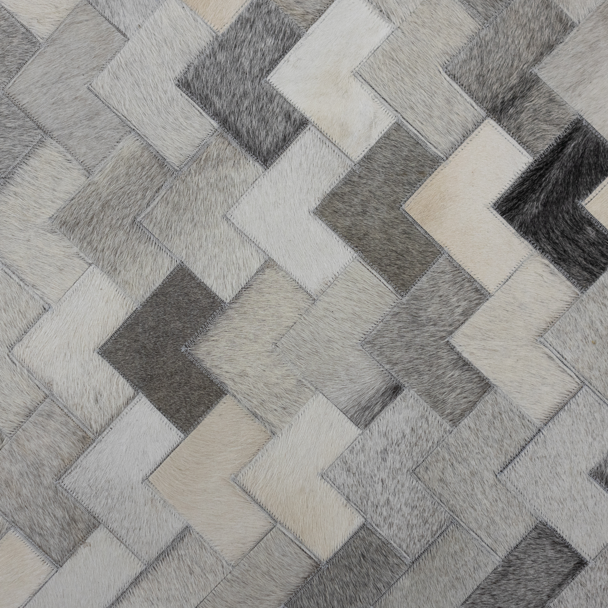 Handmade 50 Shade of Grey Geometric Leather Area Rug