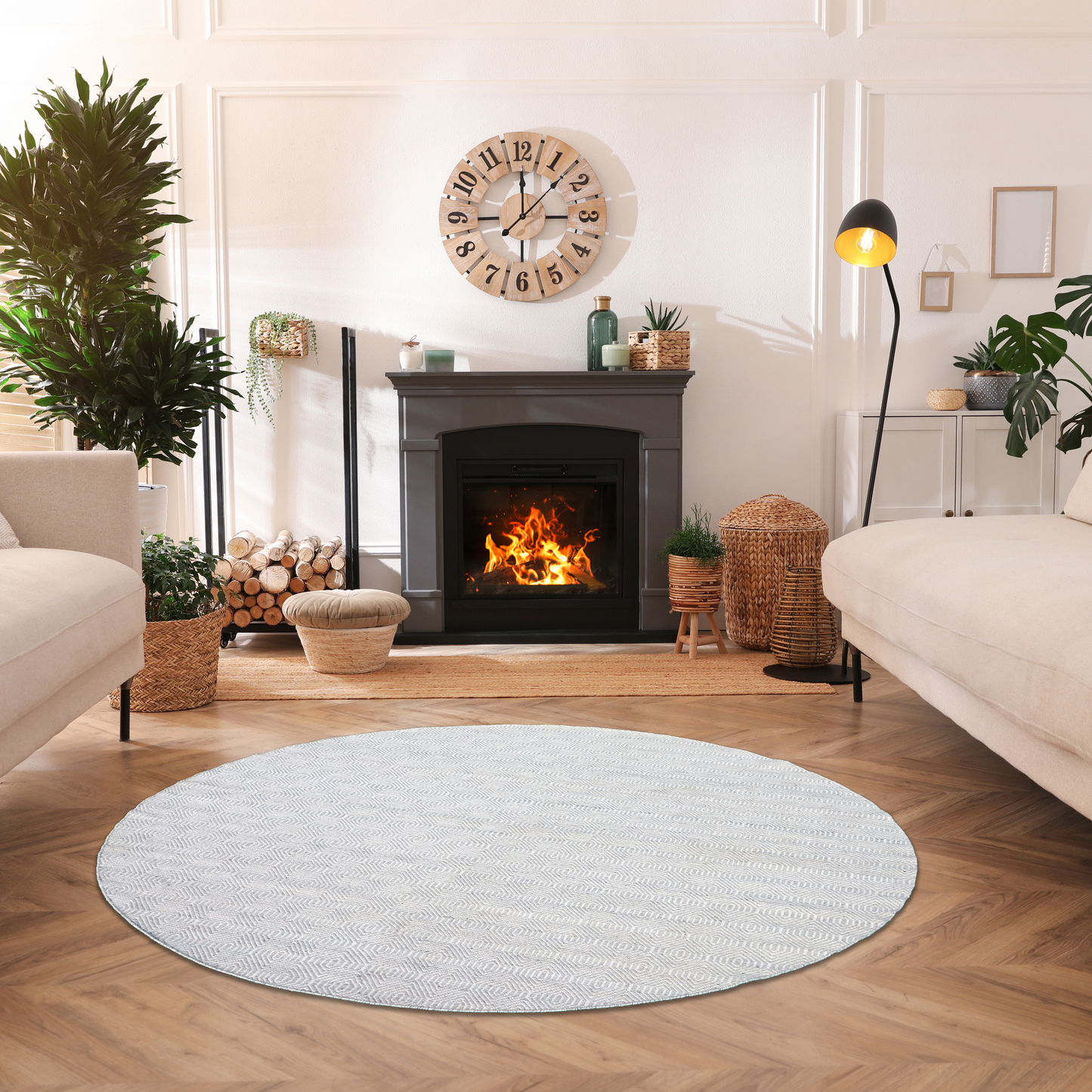 Timeless Handmade Scandinavian Flatweave Ivory/Grey Accent Rug 