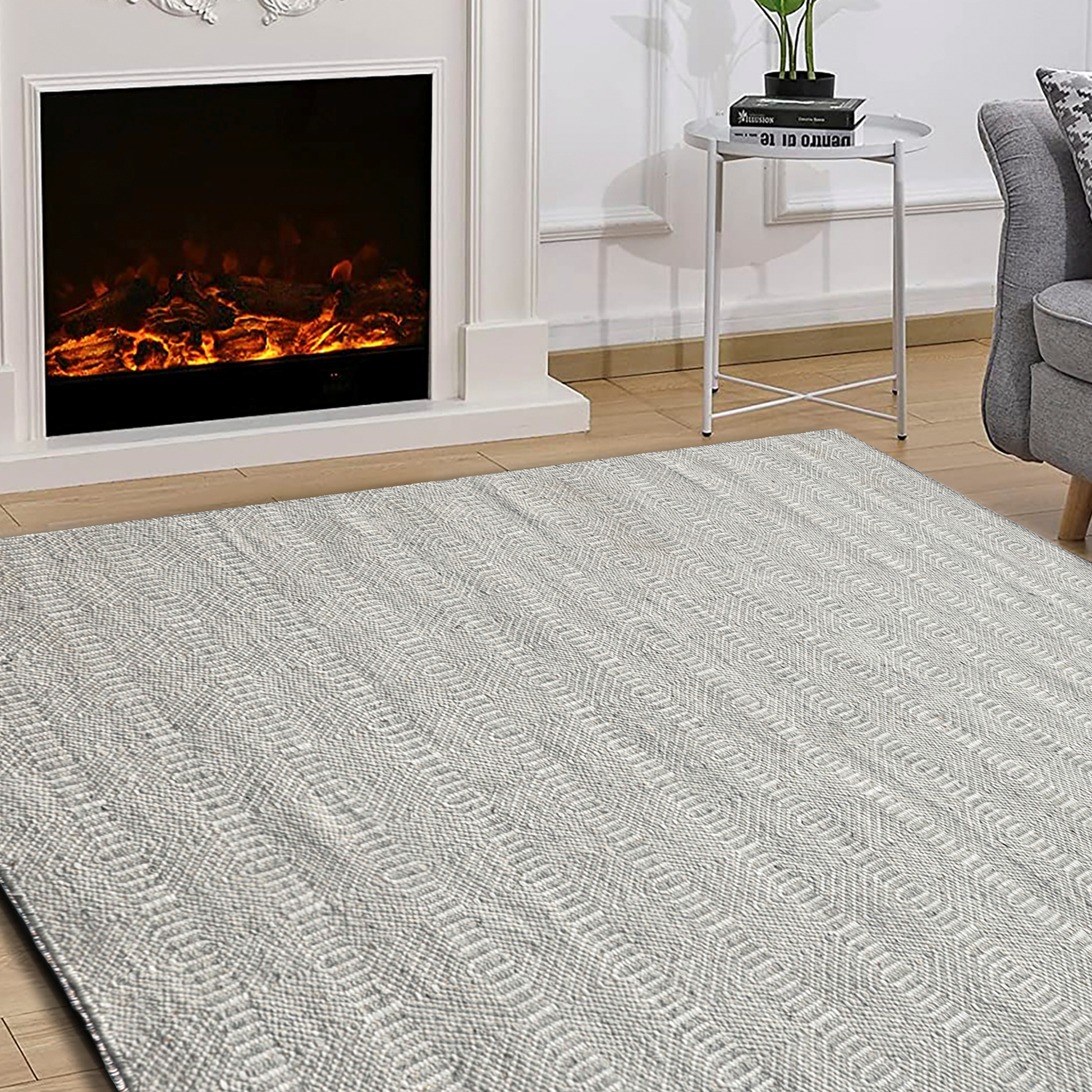 Timeless Handmade Scandinavian Flatweave Ivory/Grey Accent Rug 