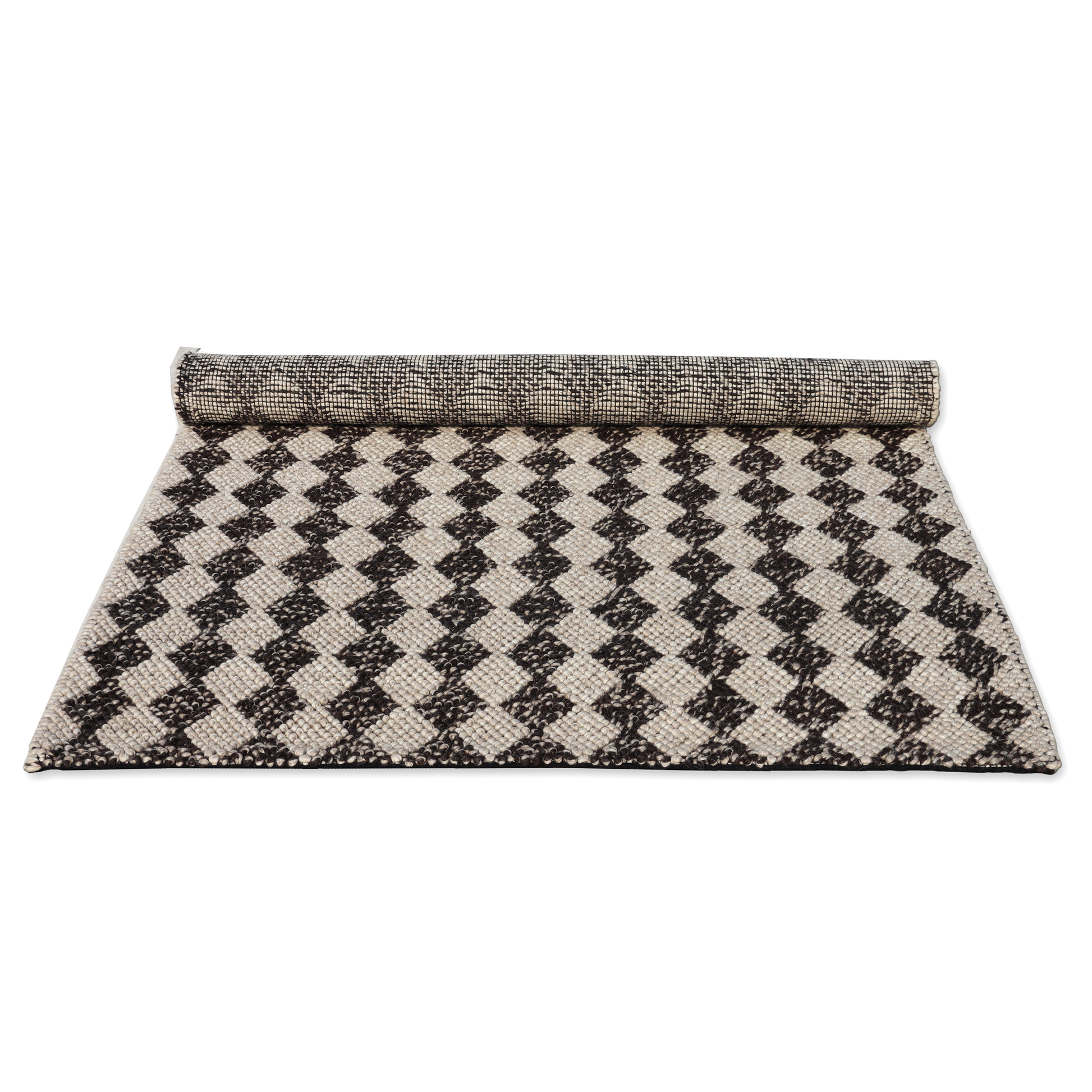 Diamond Delight Wool Handmade Loop and Pile Rug 