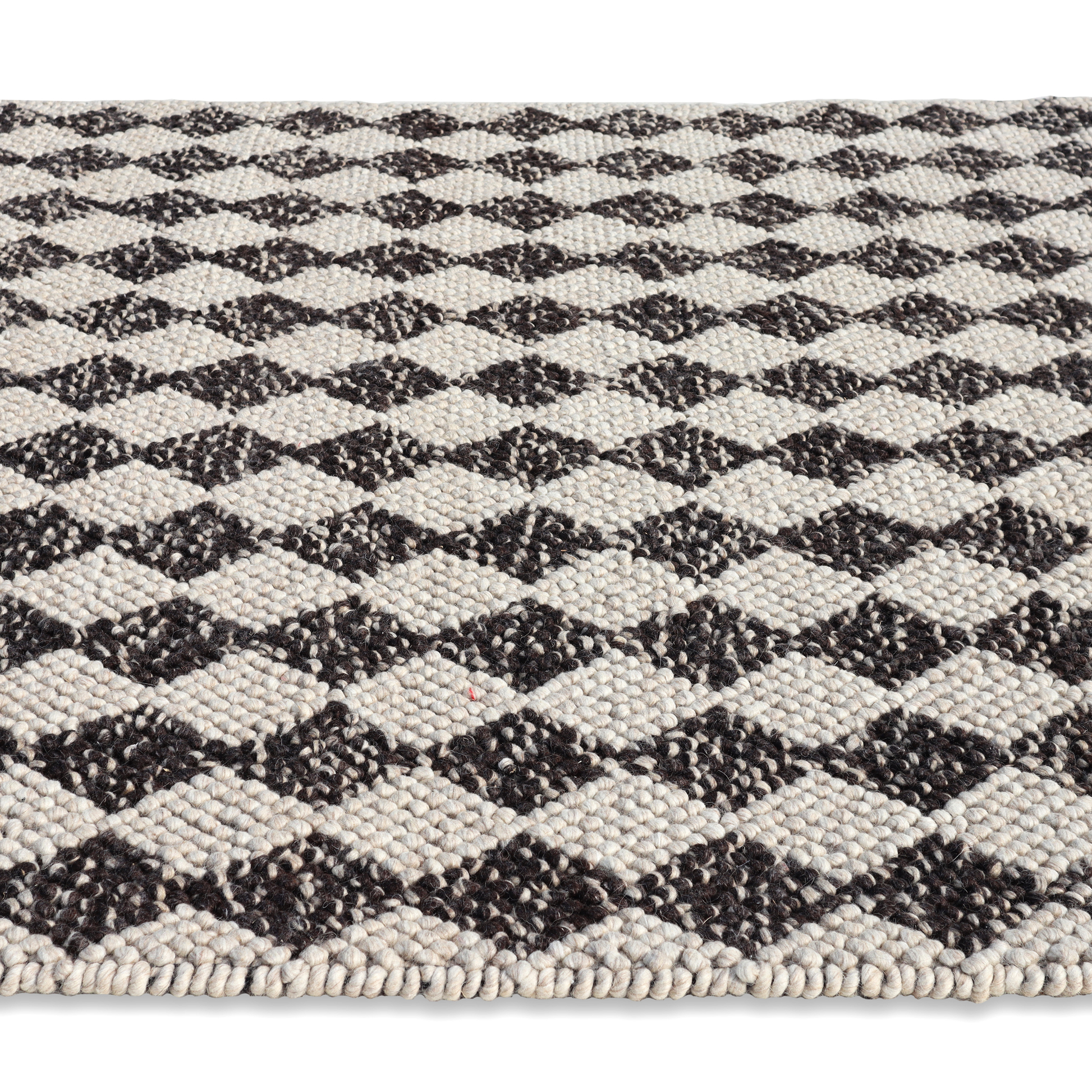 Diamond Delight Wool Handmade Loop and Pile Rug 