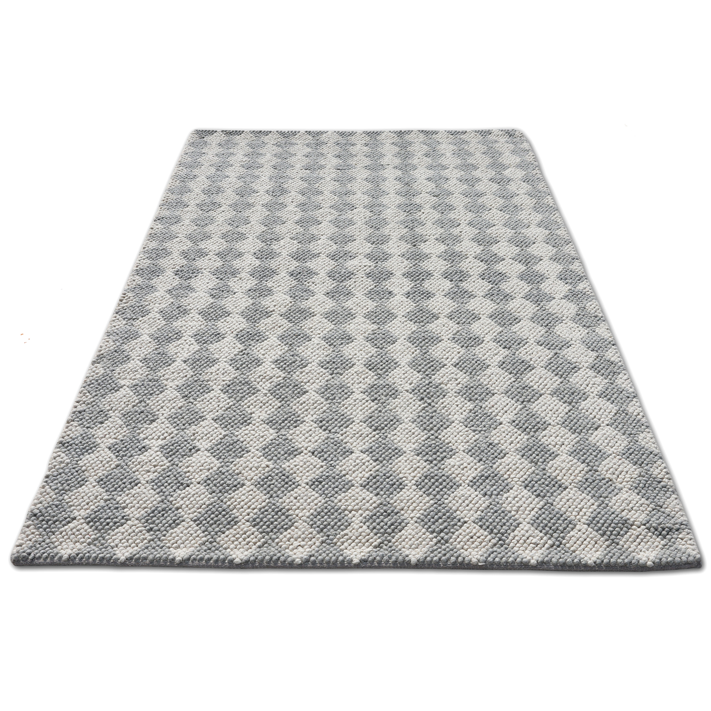 Checkerboard Charisma Handmade Wool Loop and Pile Rug 