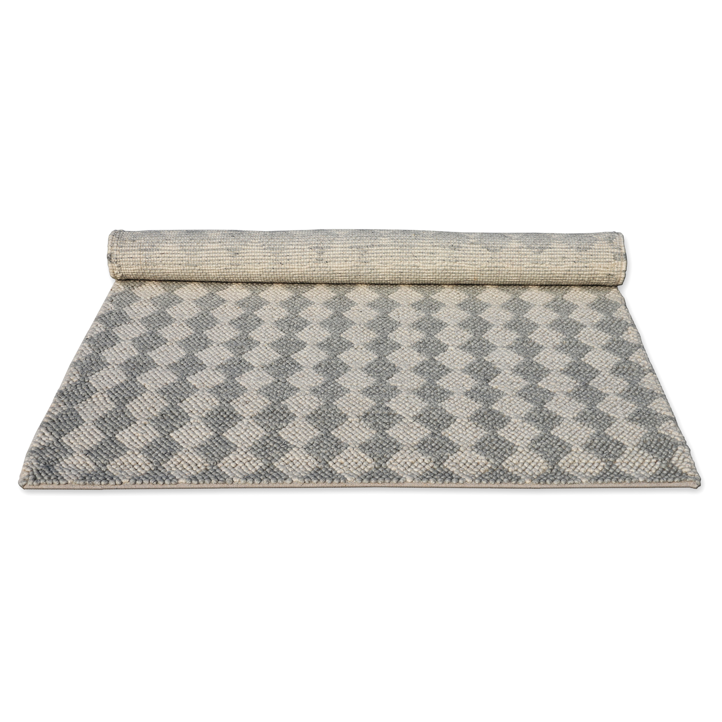 Checkerboard Charisma Handmade Wool Loop and Pile Rug 