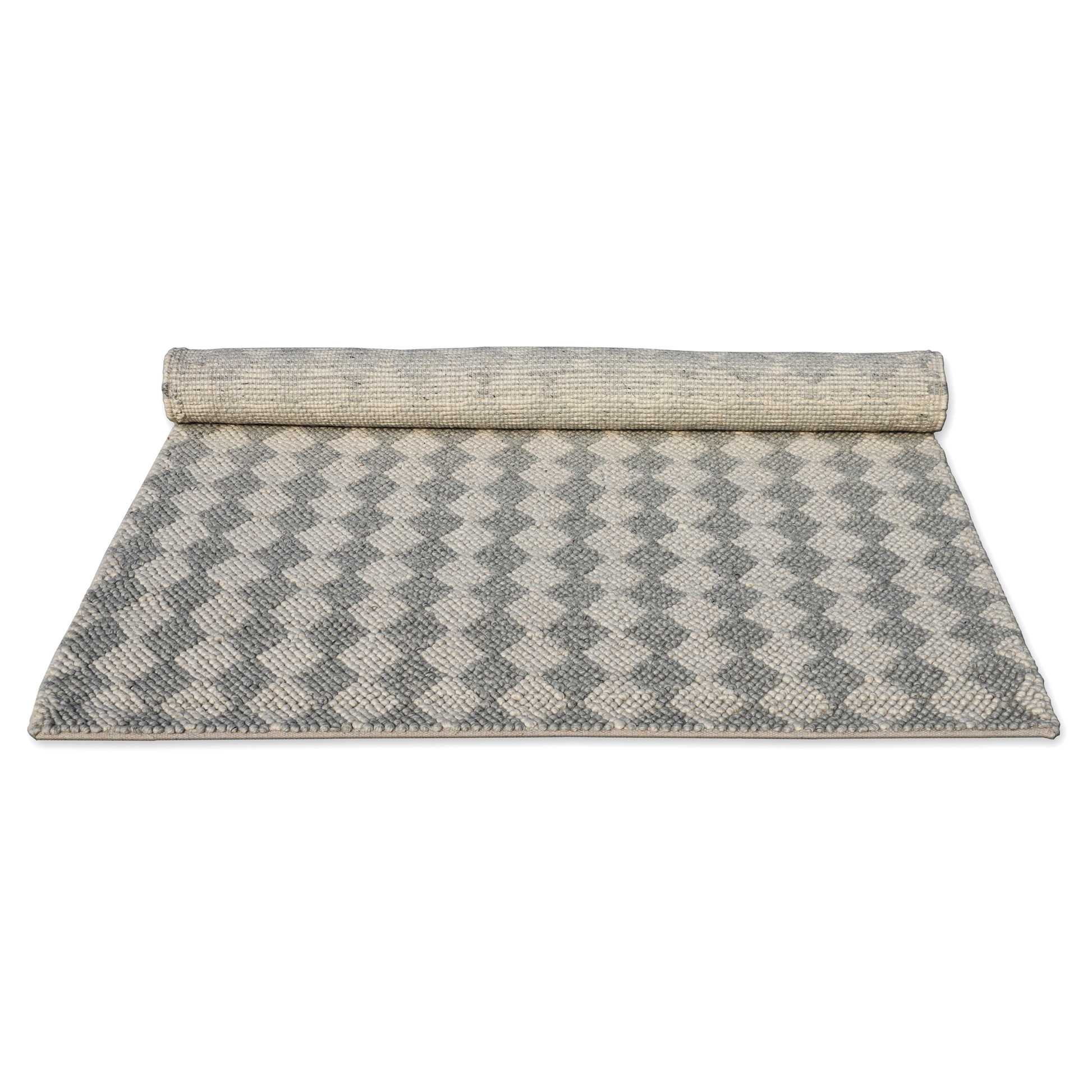 Checkerboard Charisma Handmade Wool Loop and Pile Rug 