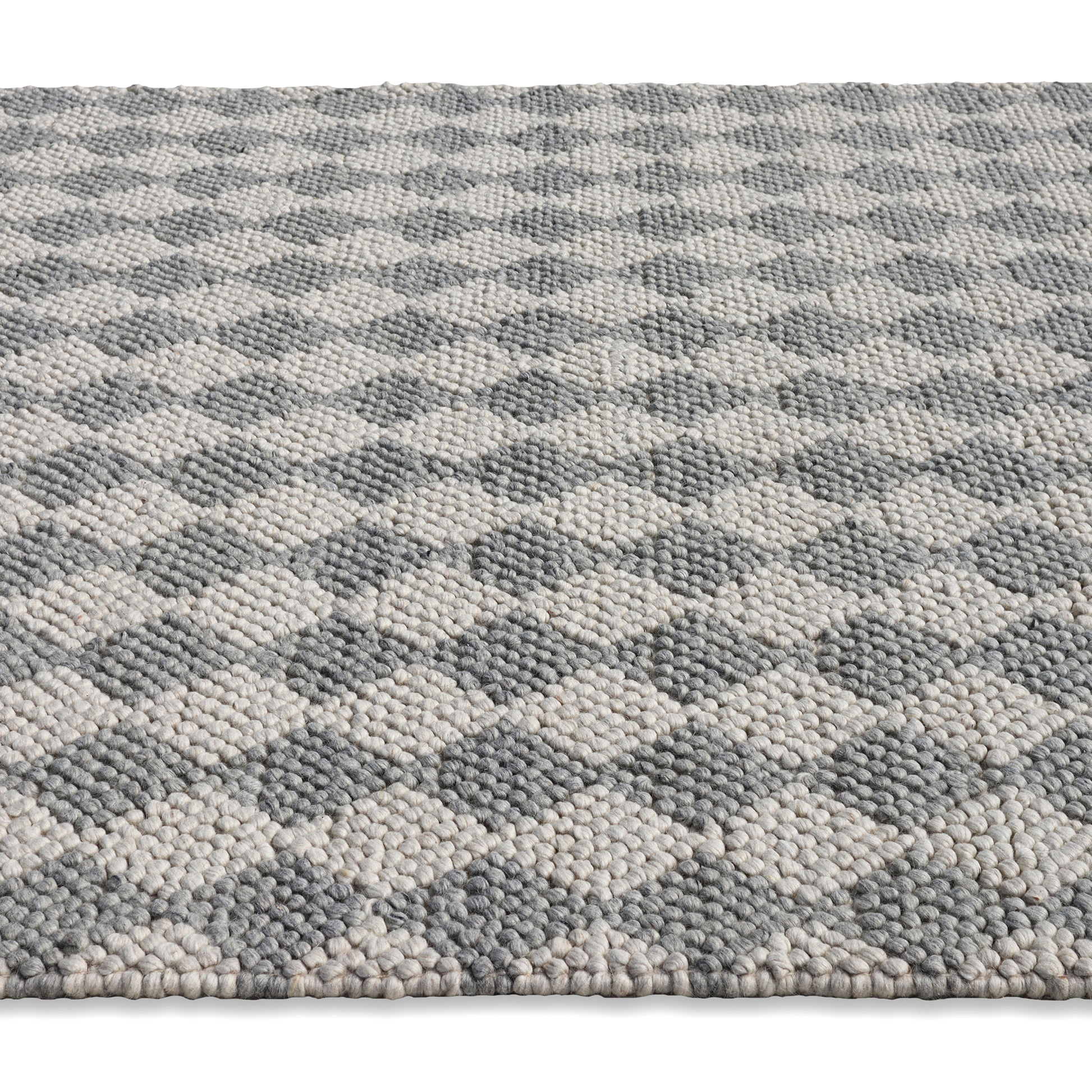 Checkerboard Charisma Handmade Wool Loop and Pile Rug 