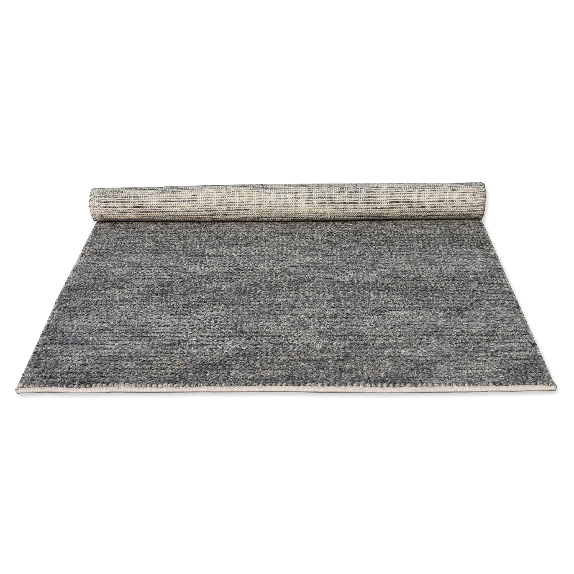 Misty Grays Handmade Wool Loop and Pile Accent Rug