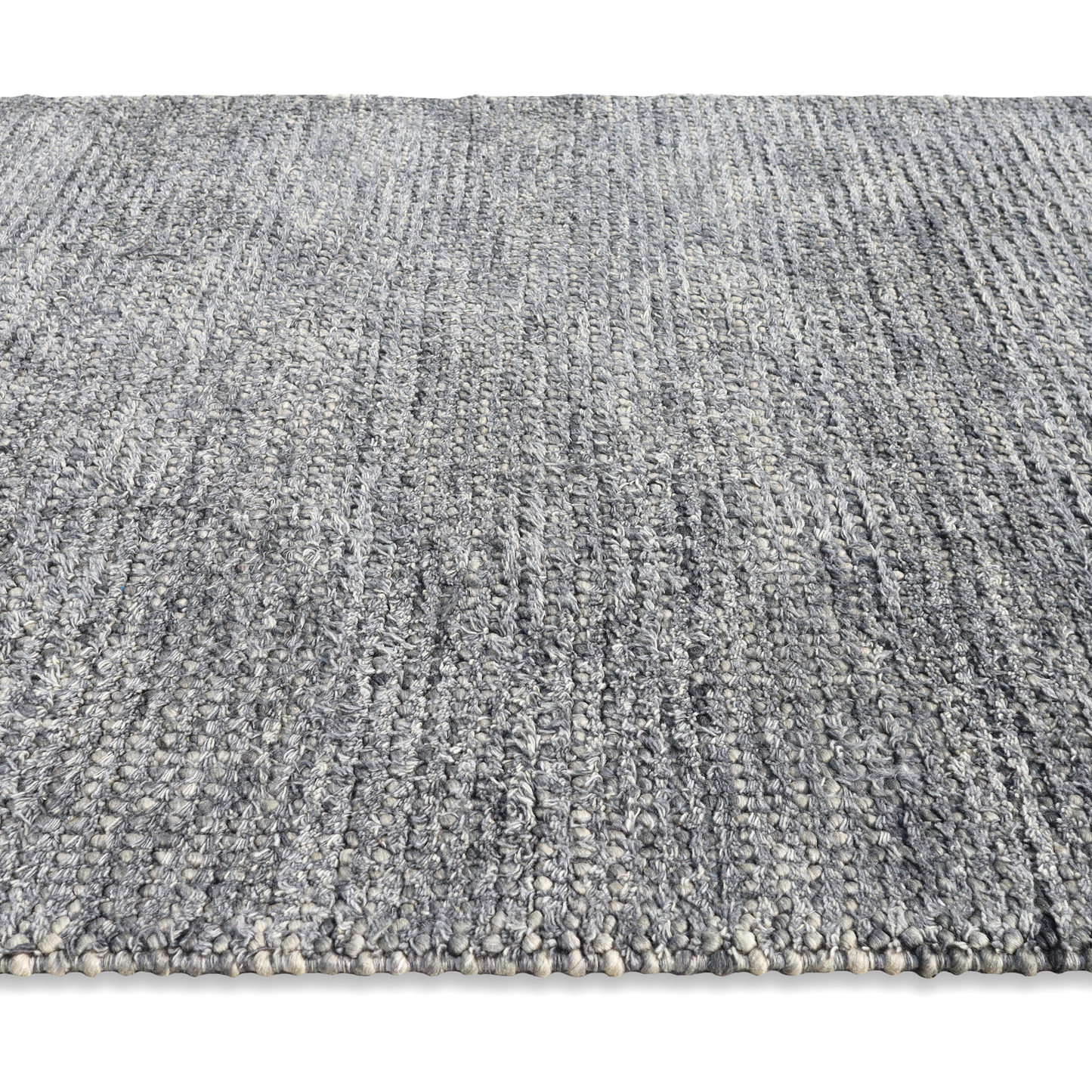 Misty Grays Handmade Wool Loop and Pile Accent Rug