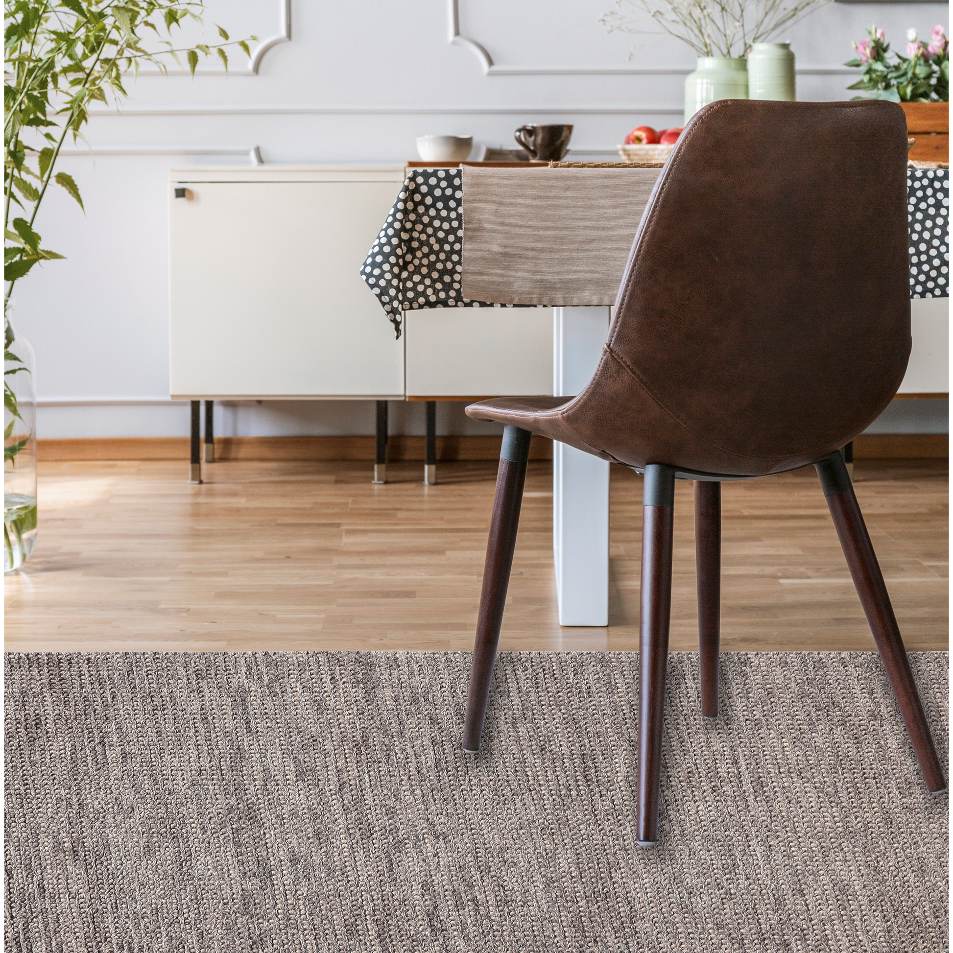 Earth Tones Handmade Wool Loop and Pile Accent Rug