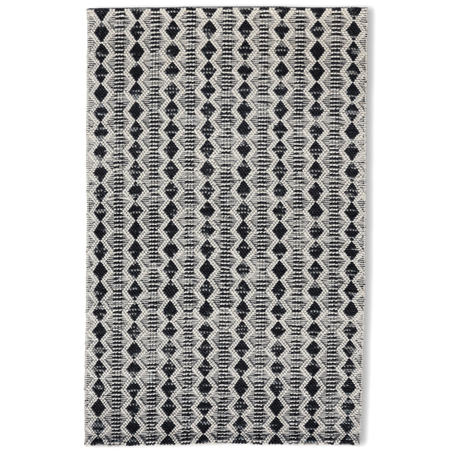 Monochrome Mosaic Handmade Wool Loop and Pile Rug