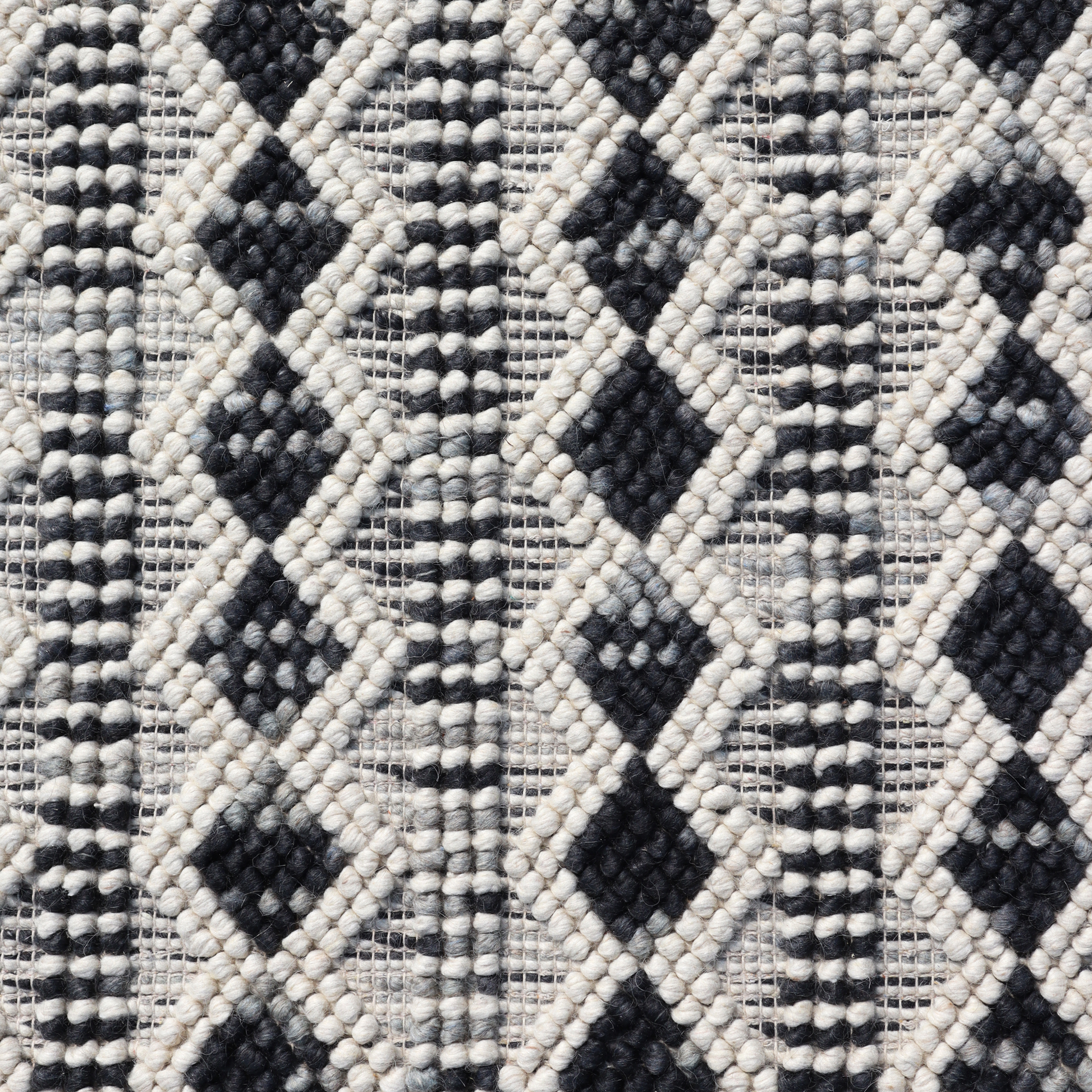 Monochrome Mosaic Handmade Wool Loop and Pile Rug