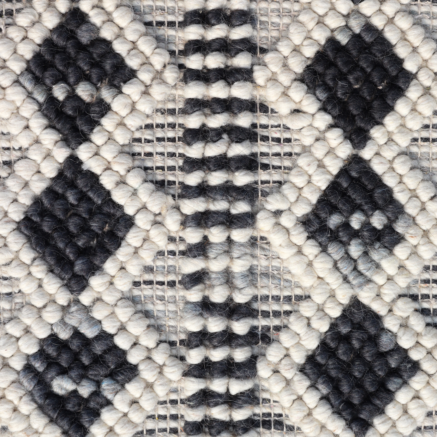 Monochrome Mosaic Handmade Wool Loop and Pile Rug